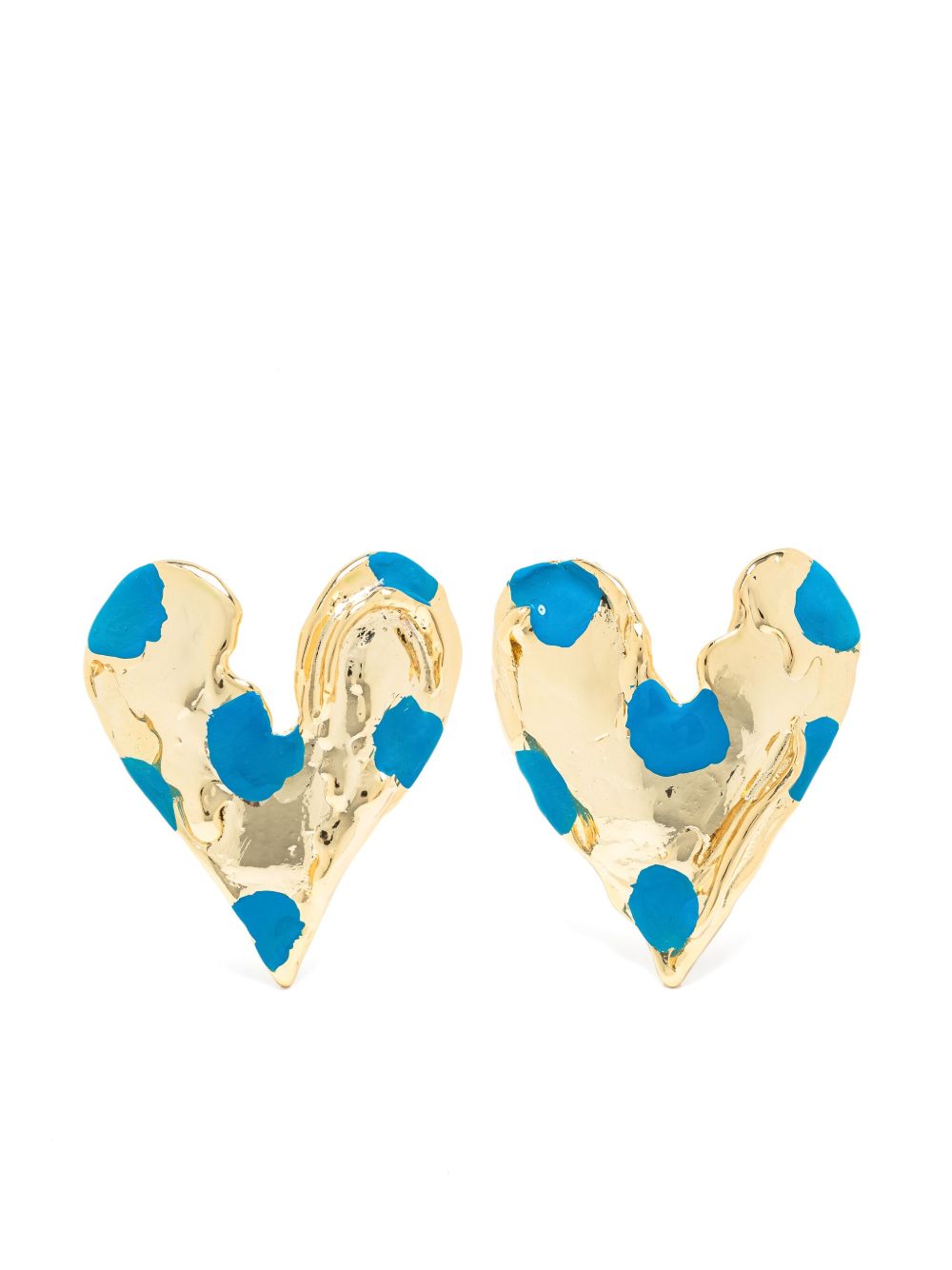 Vann Jewelry 心形图案耳钉 - 金色
