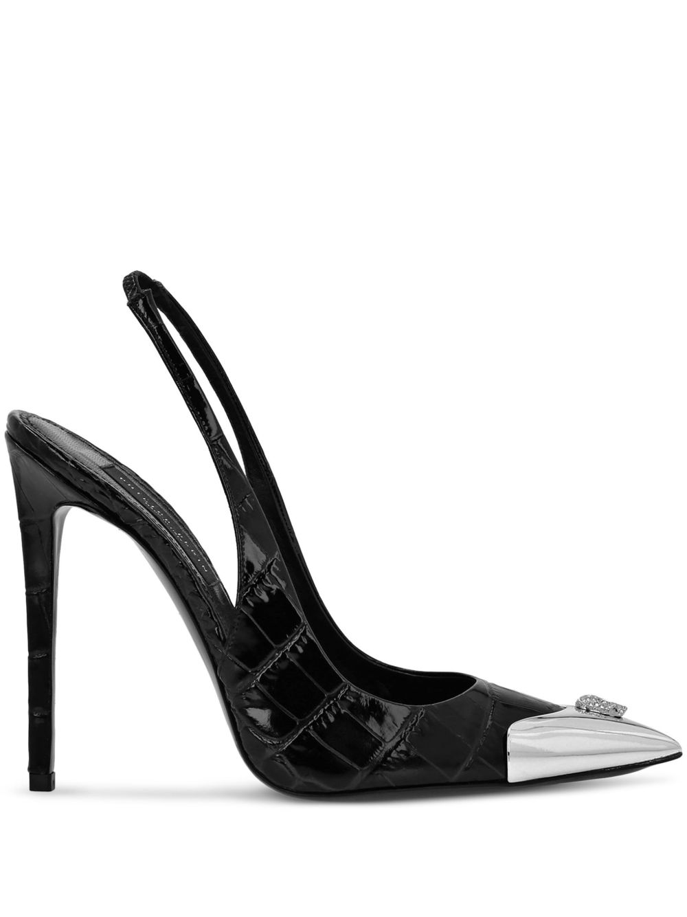 Philipp Plein Crocco 高跟鞋（12厘米） - 黑色