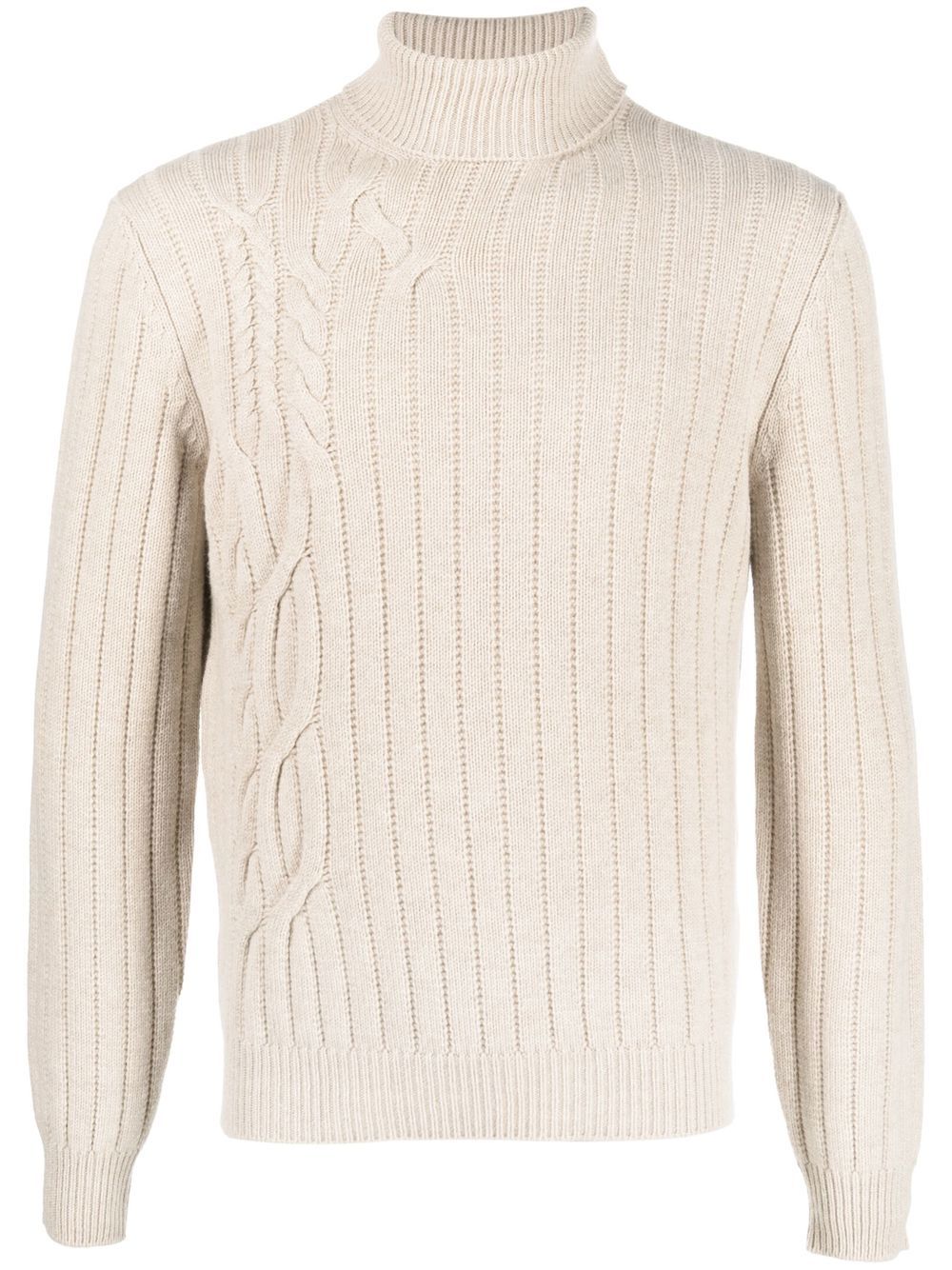 Corneliani 粗绞花针织高领毛衣 - 中性色