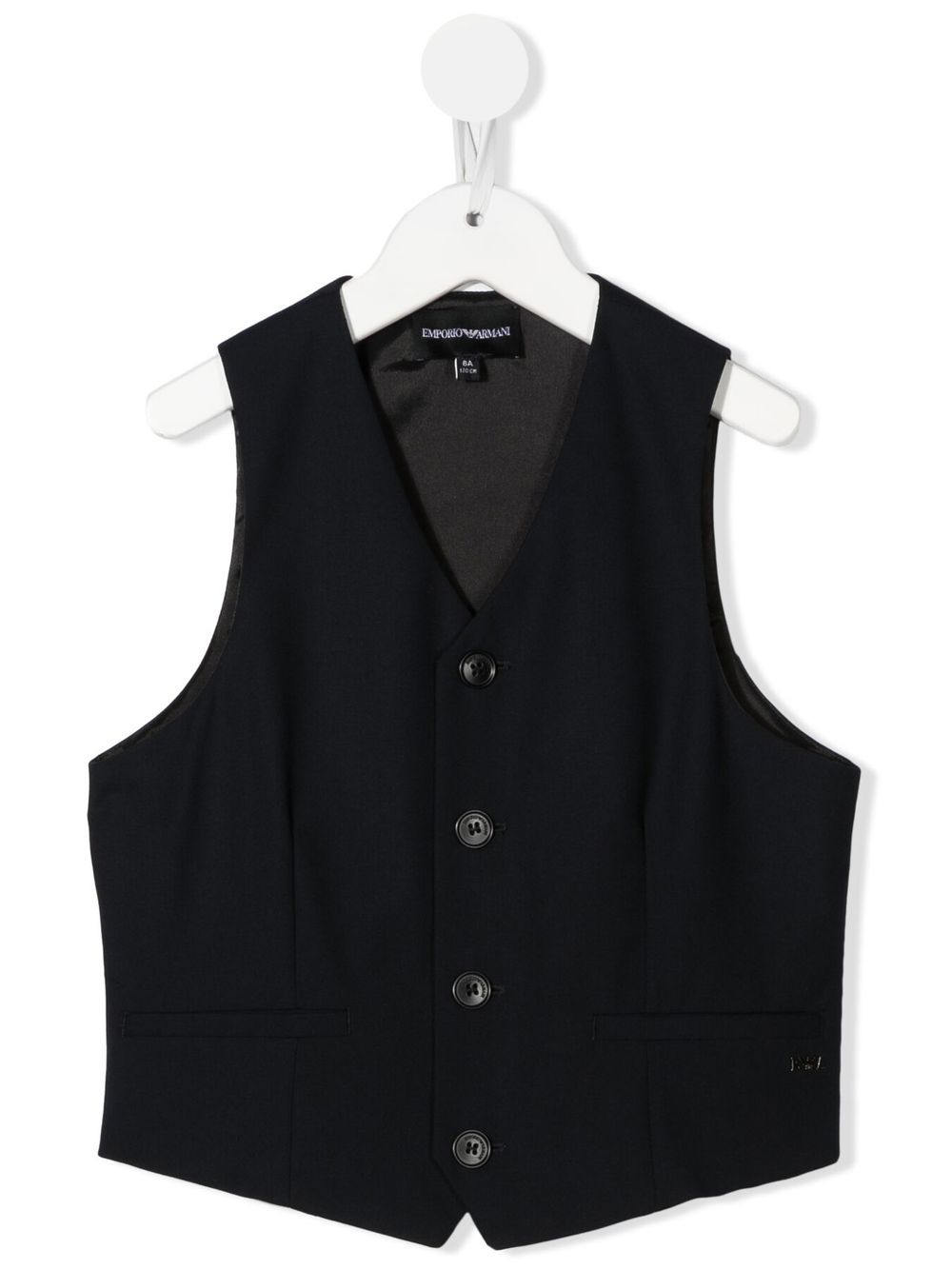 Emporio Armani Kids 单排扣西式马甲 - 蓝色