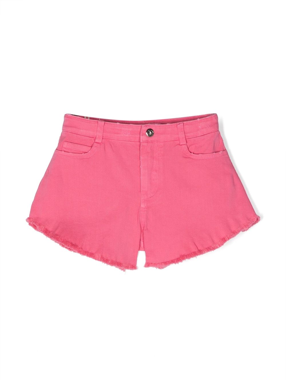 TWINSET Kids logo标牌磨损边短裤 - 粉色