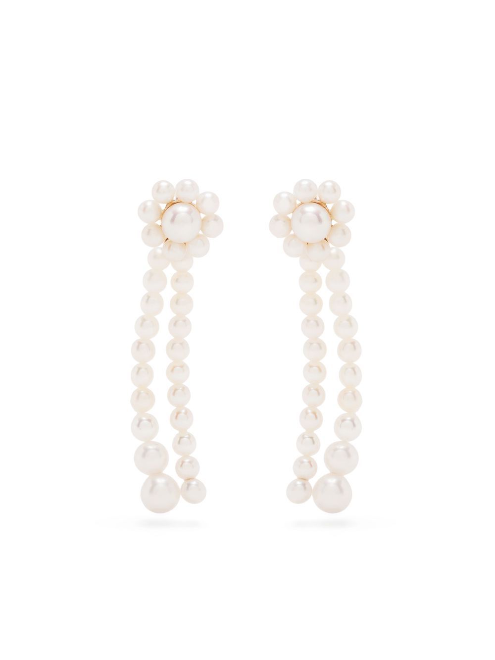 Sophie Bille Brahe Promenade de Fleur 14K黄金珍珠耳环 - 白色