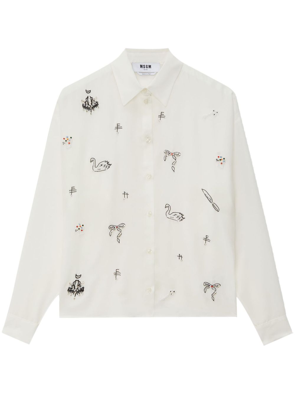 MSGM 珠饰排扣衬衫 - 白色