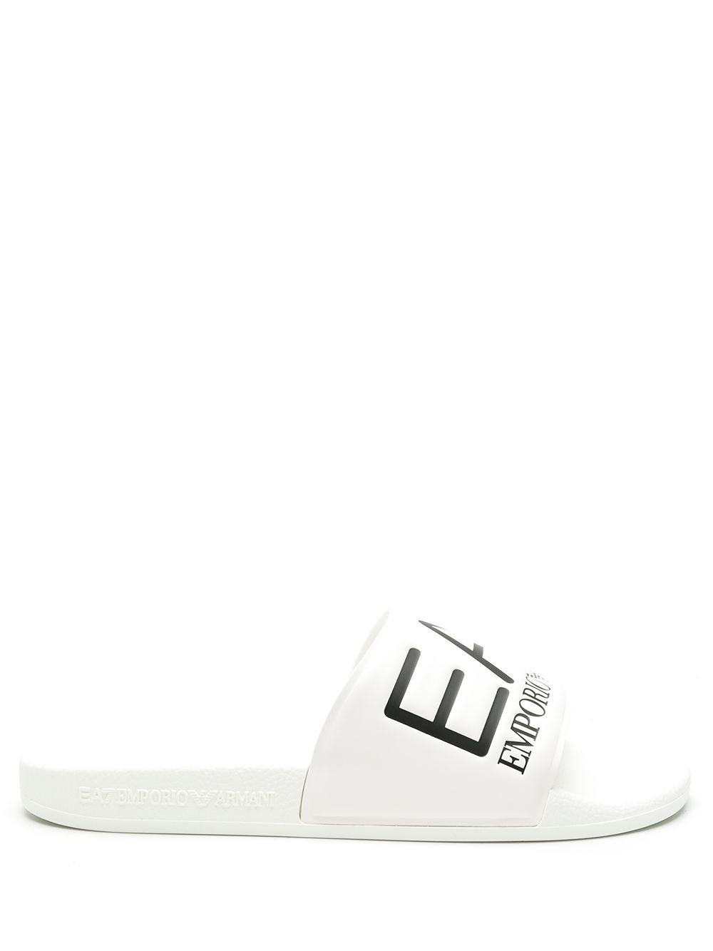 Ea7 Emporio Armani logo压纹人造皮质拖鞋 - 白色