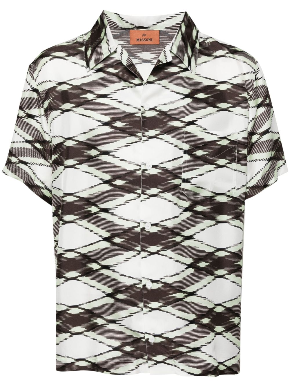 Missoni 图案真丝短袖衬衫 - 绿色