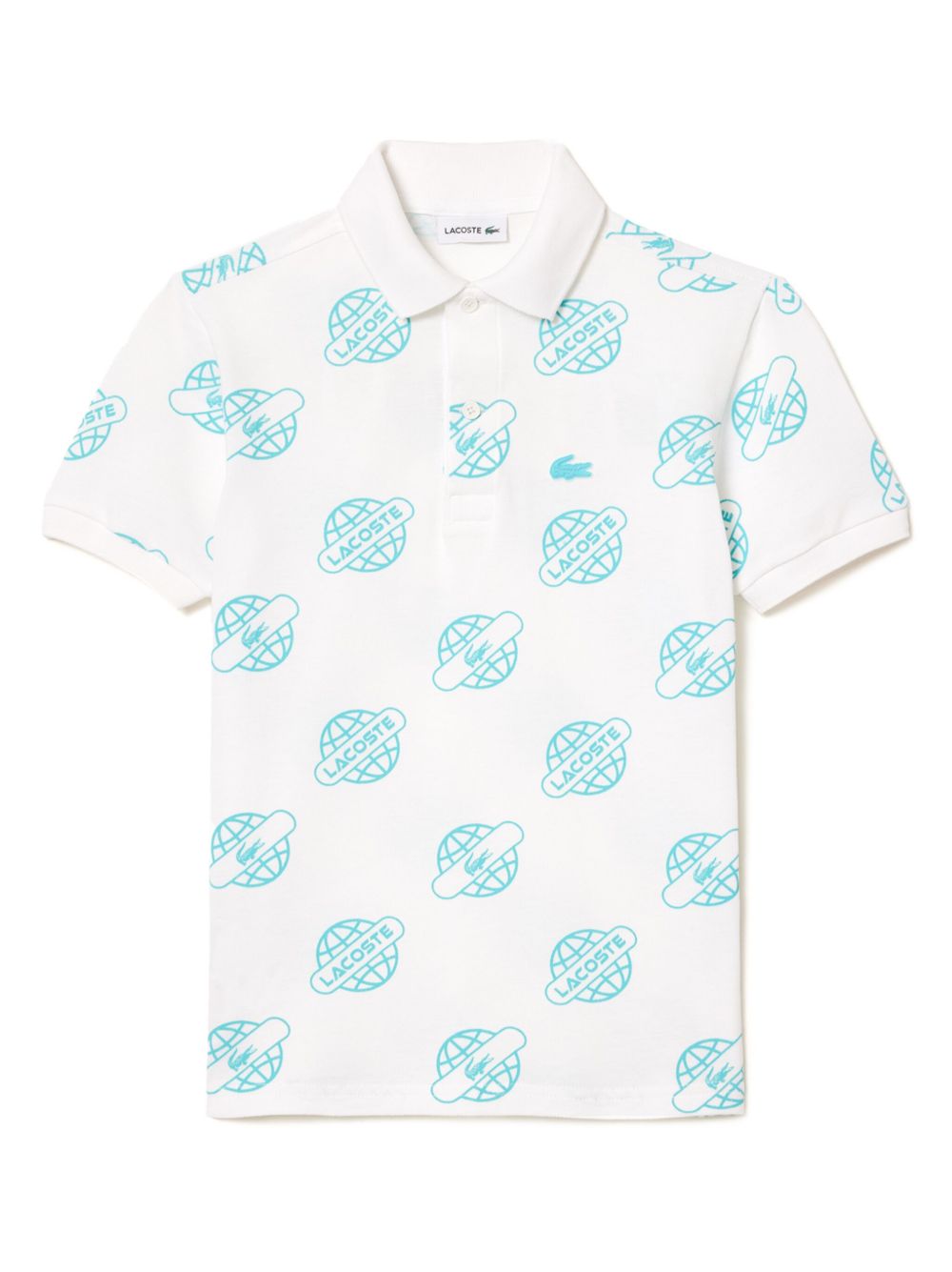Lacoste Kids logo印花棉polo衫 - 白色
