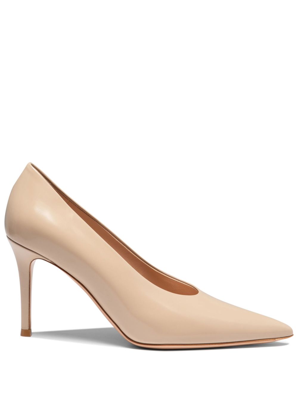 Gianvito Rossi 尖头皮质高跟鞋 - 中性色