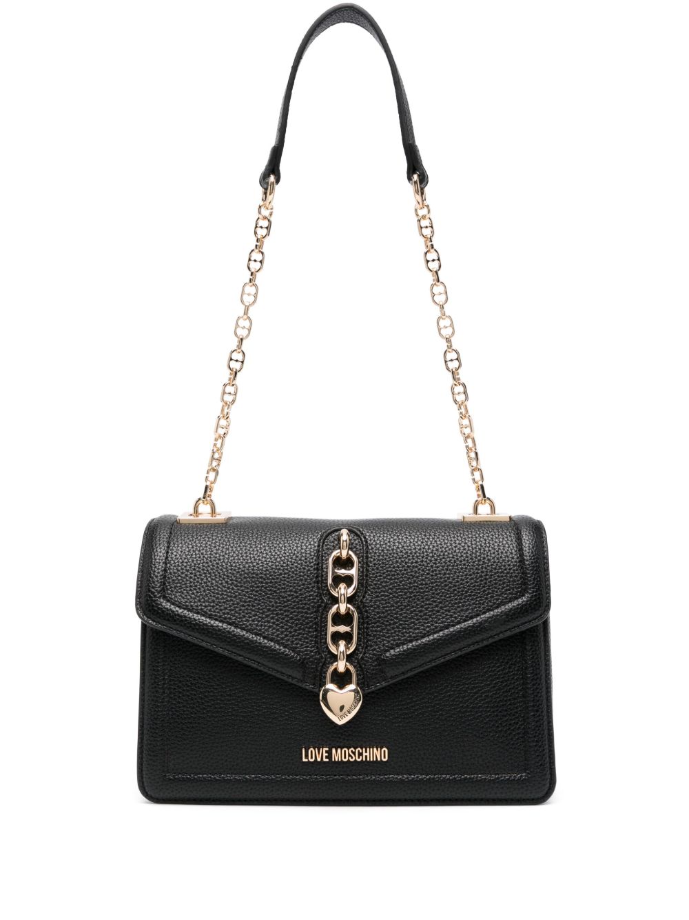 Love Moschino 挂锁细节单肩包 - 黑色