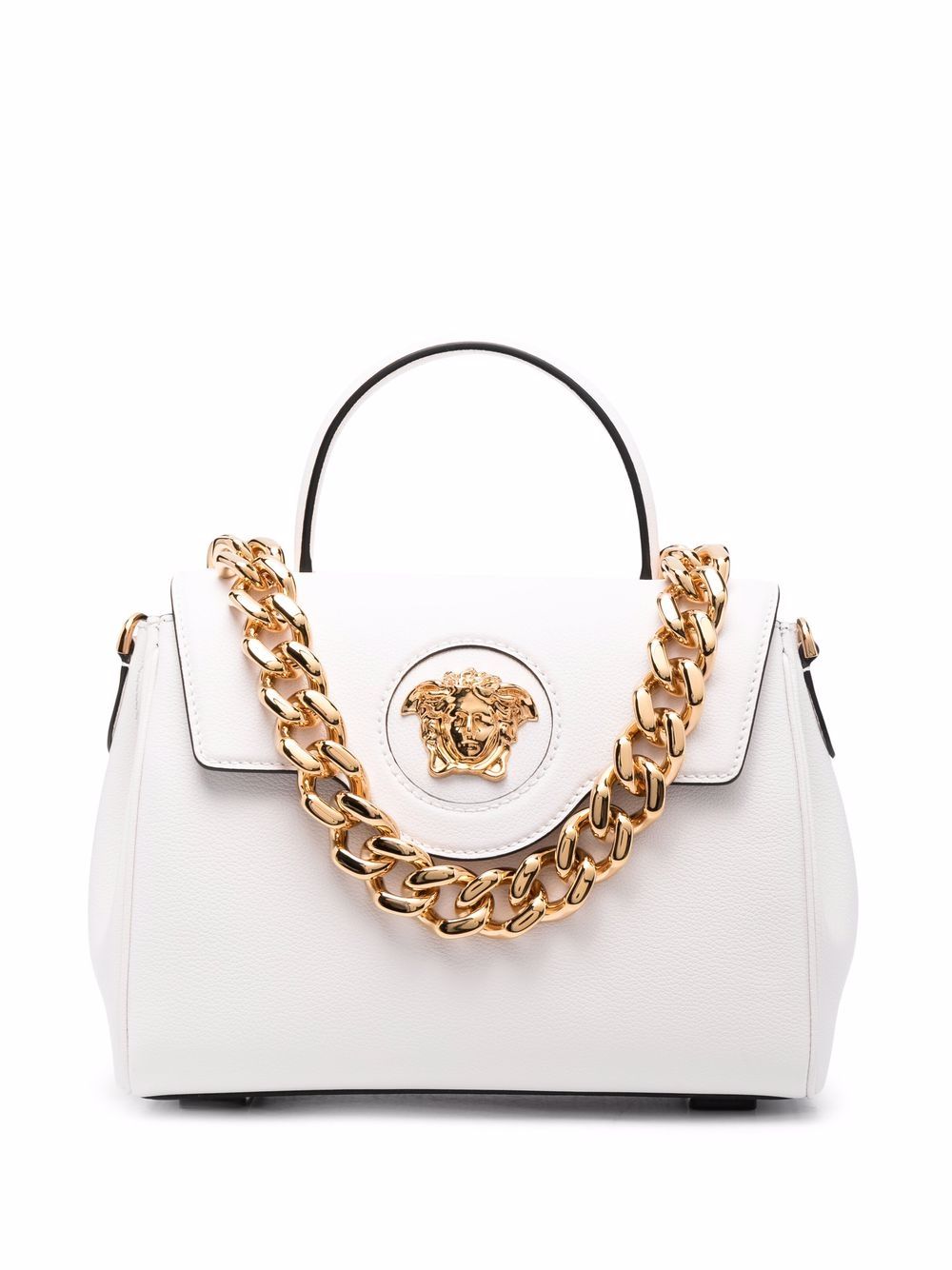 Versace La Medusa 皮质手提包 - 白色