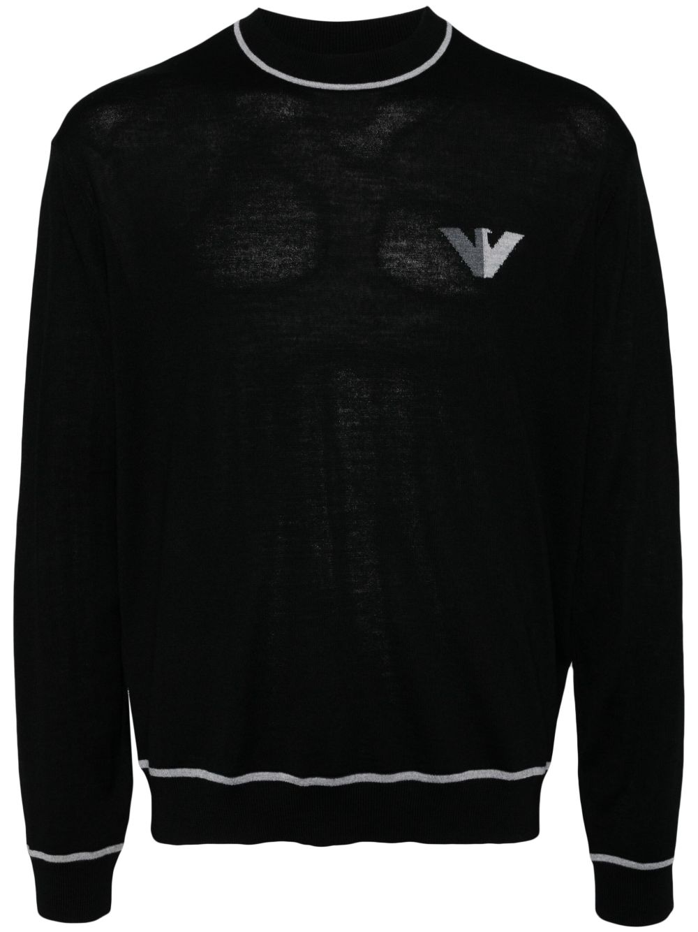 Emporio Armani logo提花毛衣 - 黑色