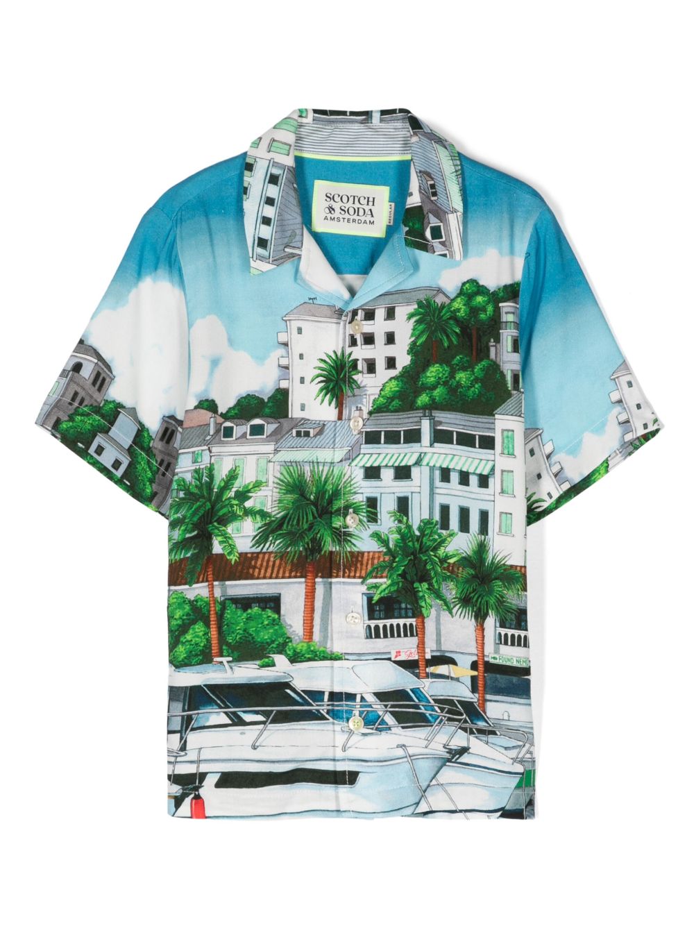 Scotch & Soda 图案印花排扣衬衫 - 蓝色