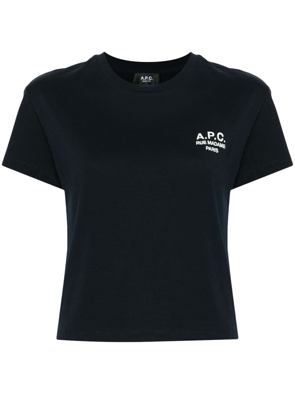 A.P.C. logo刺绣棉T恤 - 蓝色