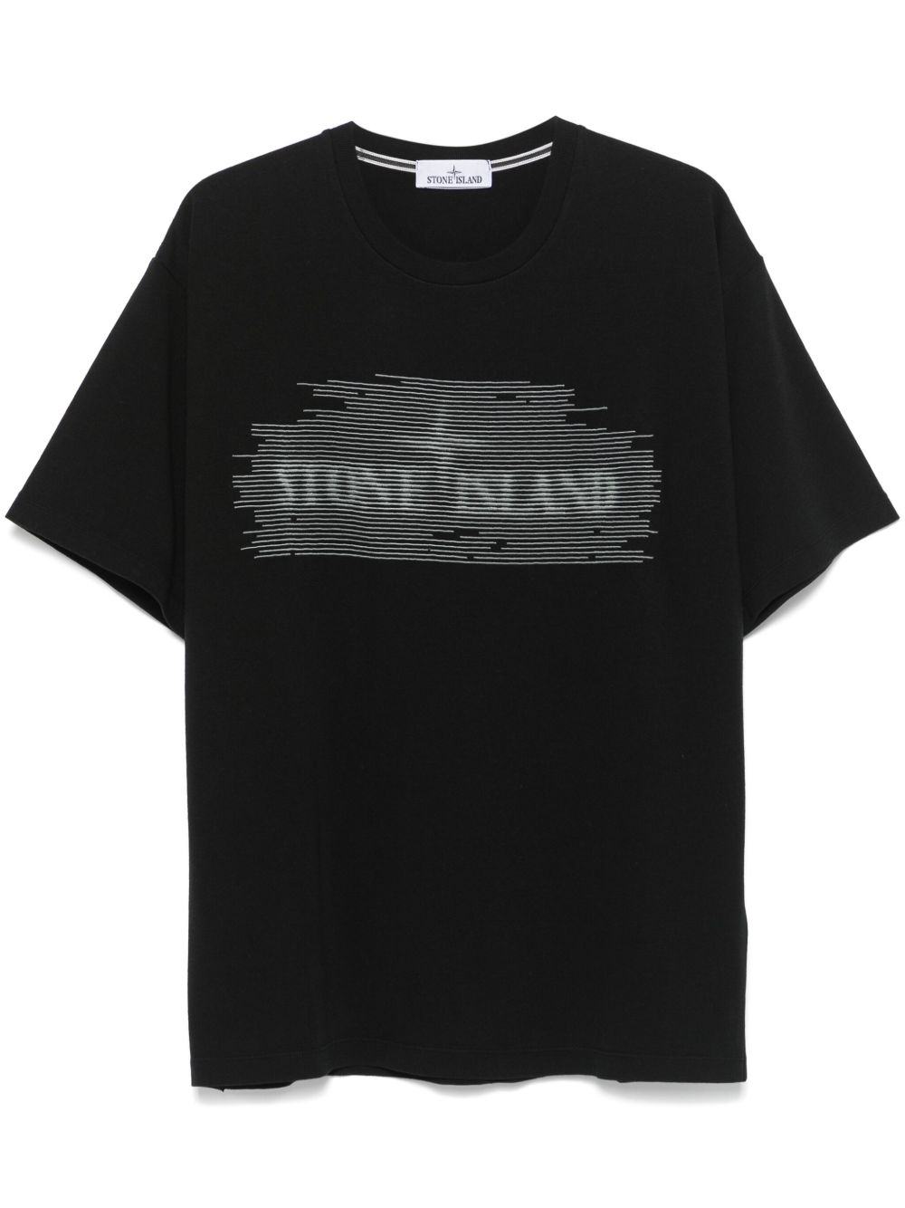 Stone Island 平纹针织棉T恤 - 黑色
