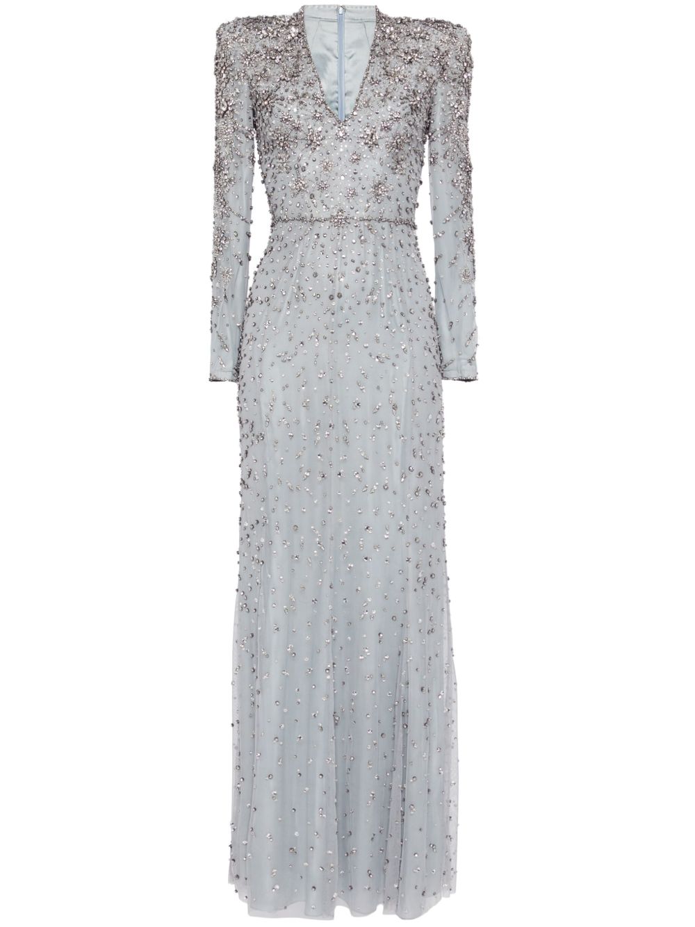 Jenny Packham Celeste 晶饰薄纱礼服 - 灰色