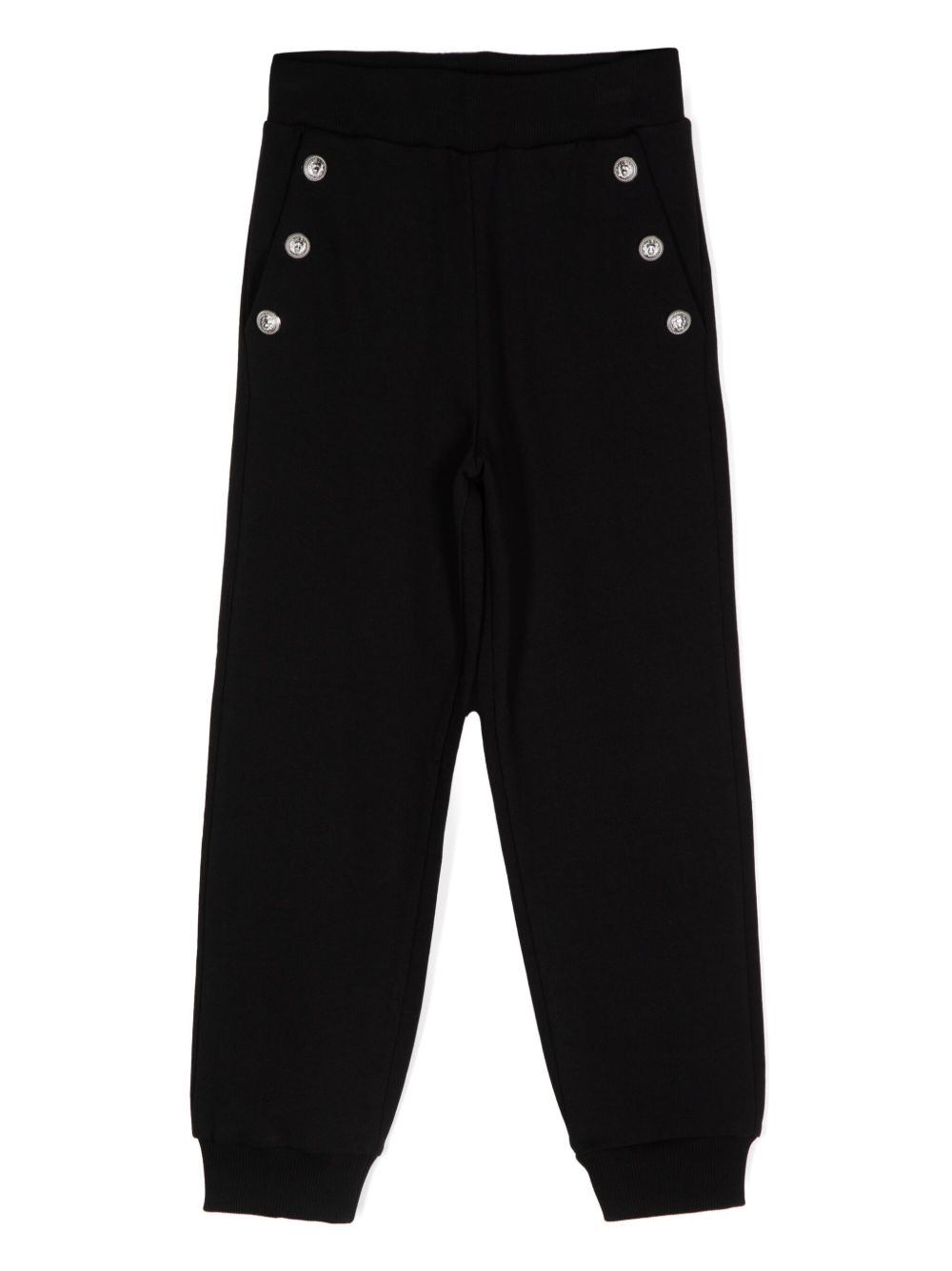 Balmain Kids 雕刻纽扣长裤 - 黑色