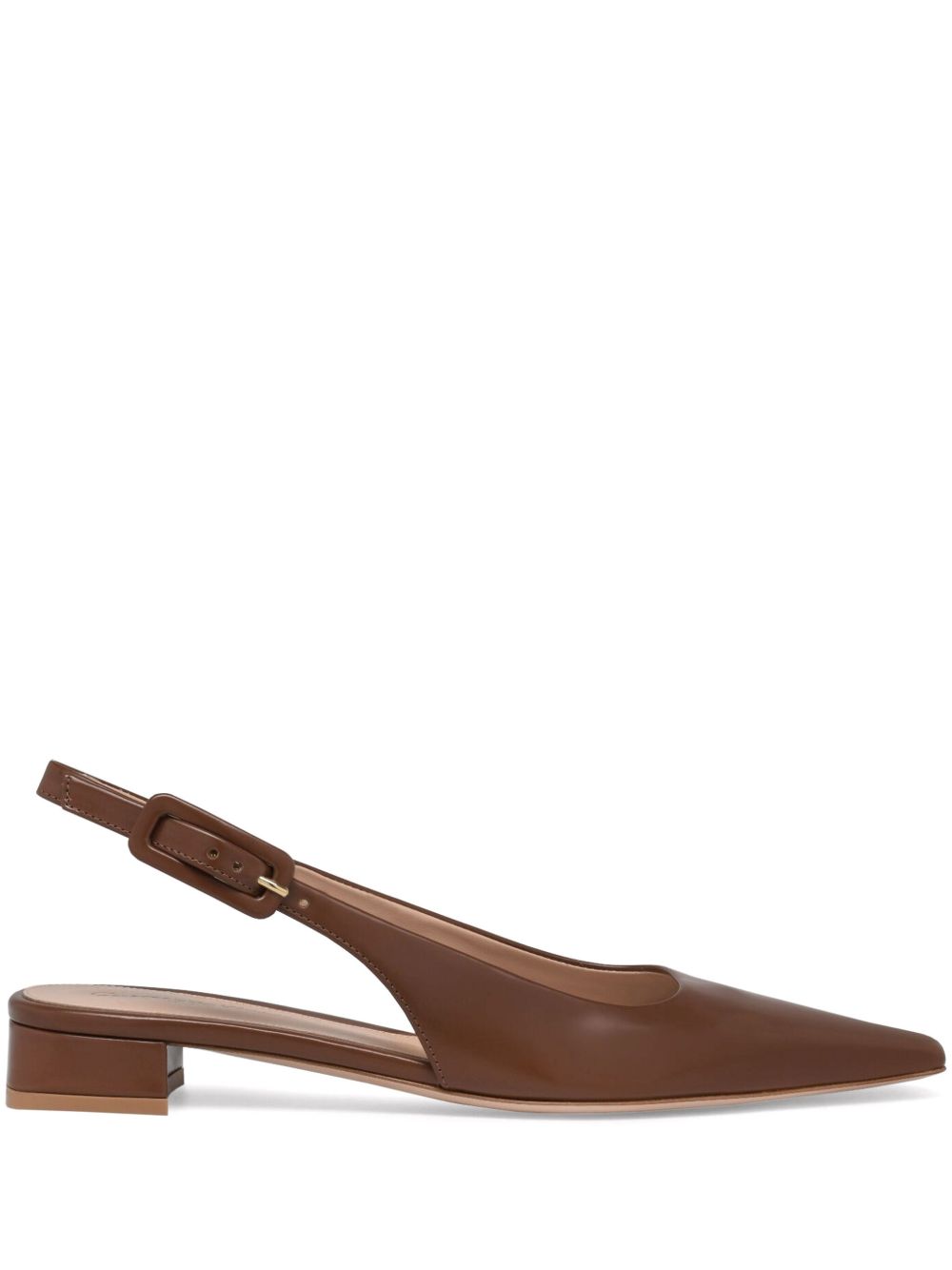 Gianvito Rossi 皮质裹踝低跟鞋 - 褐色
