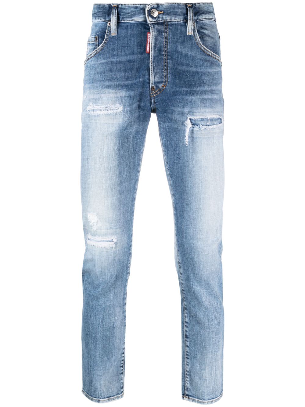 DSQUARED2 标贴中腰紧身牛仔裤 - 蓝色