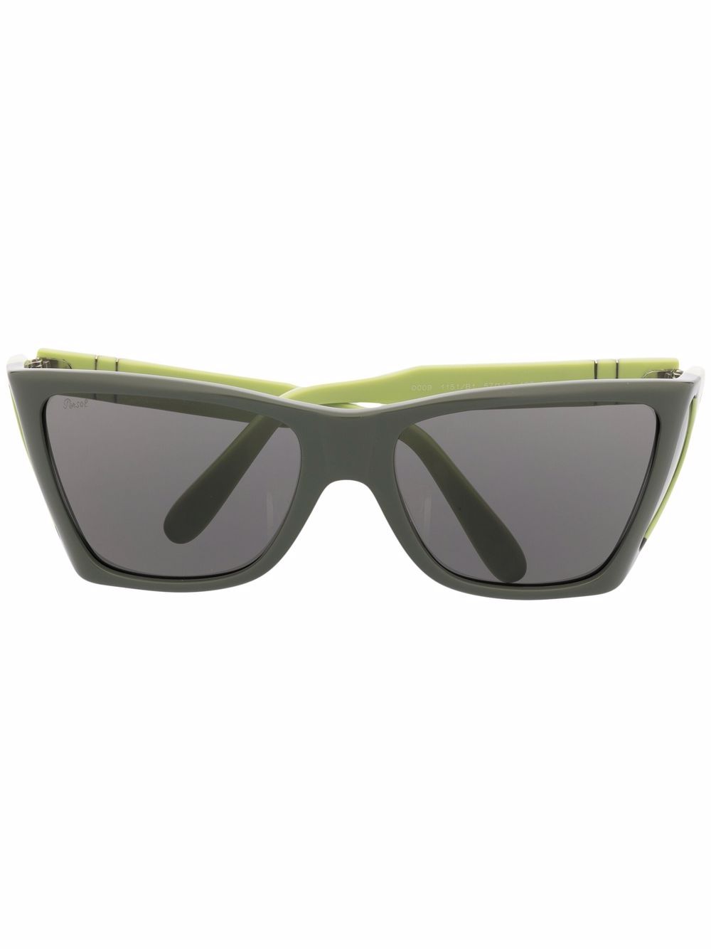 Persol 拼色方框太阳眼镜 - 绿色