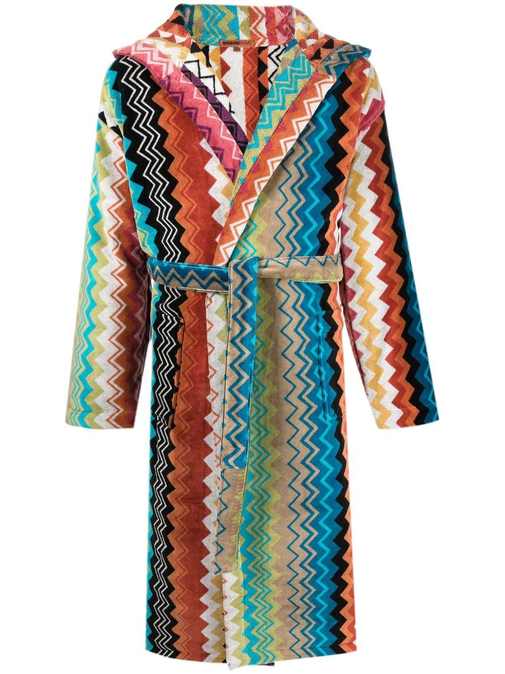 Missoni Home Giacomo 束腰连帽浴袍 - 蓝色