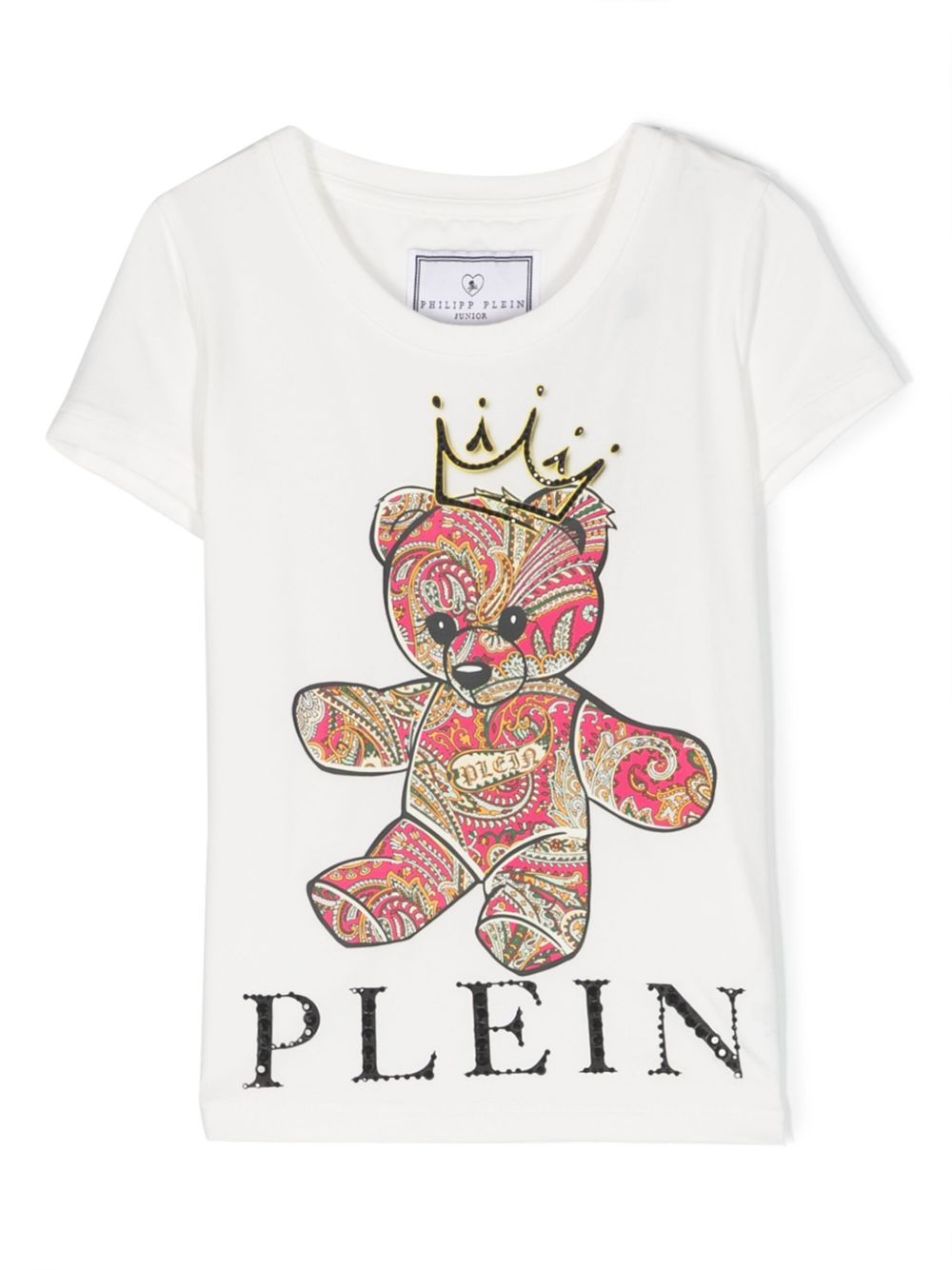 Philipp Plein Junior 晶饰棉T恤 - 白色