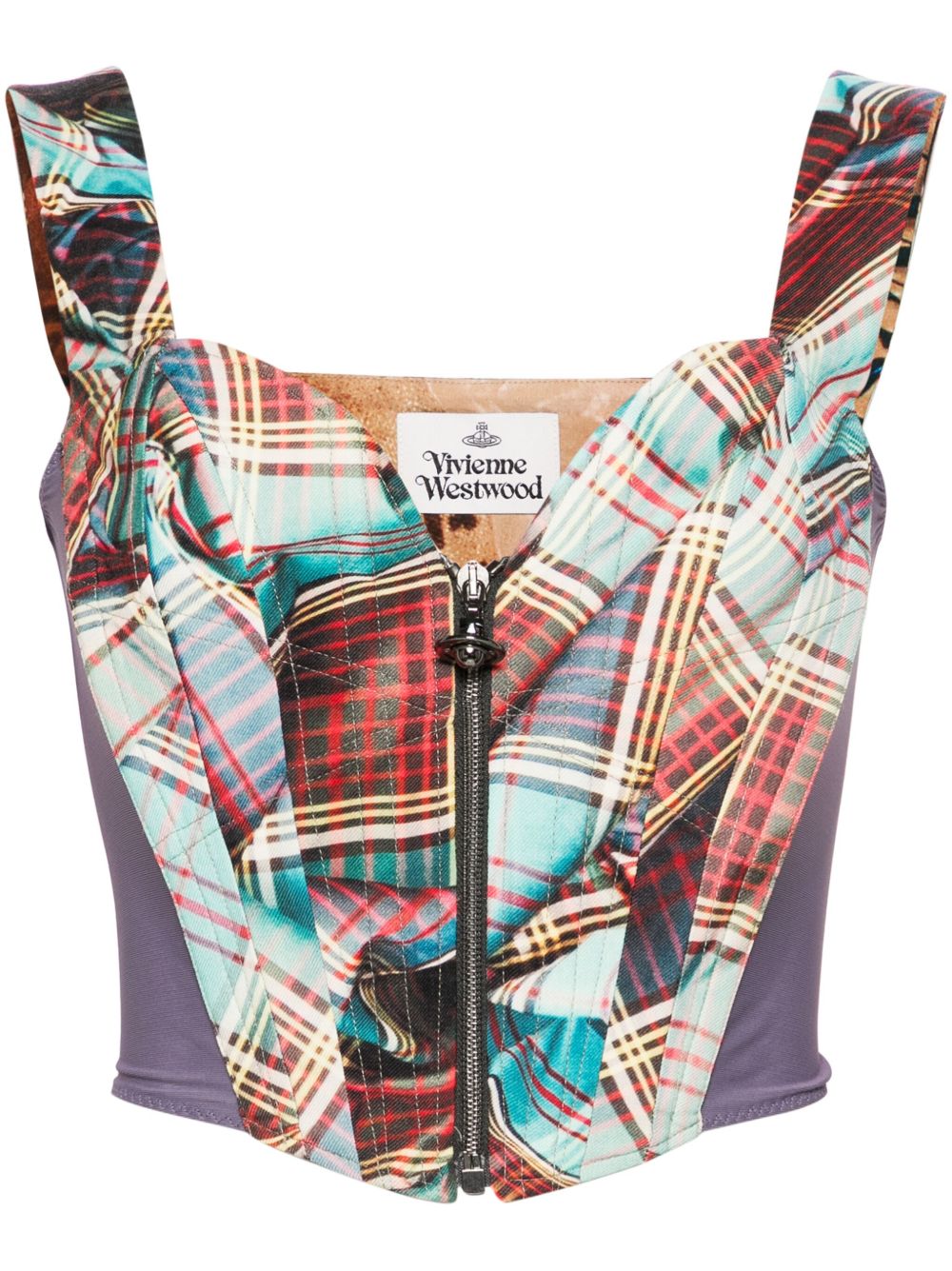 Vivienne Westwood MacAndy 格纹印花紧身胸衣 - 紫色