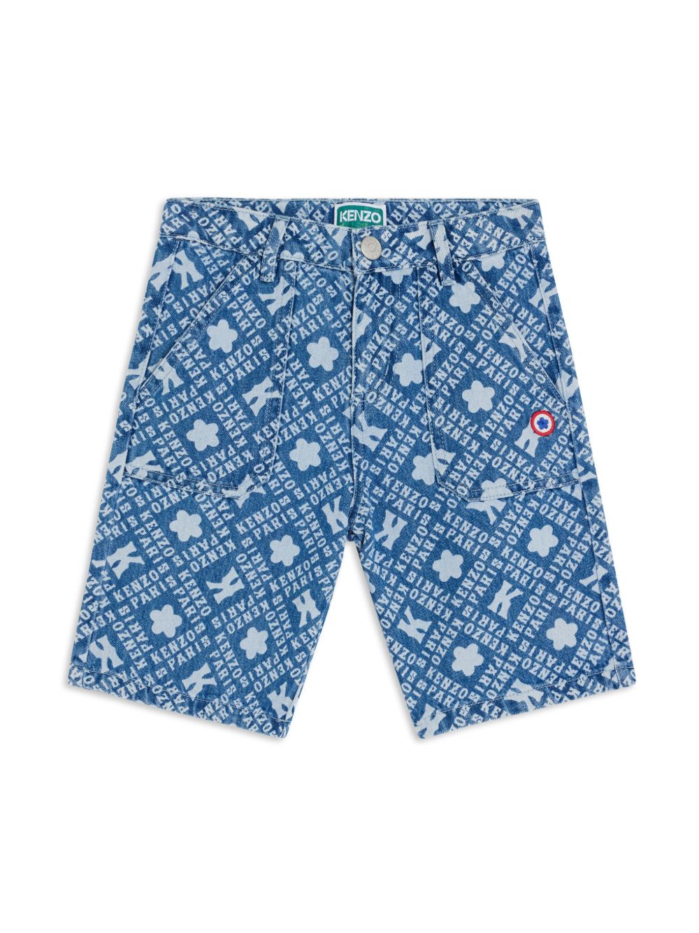 Kenzo Kids 印花牛仔短裤 - 蓝色