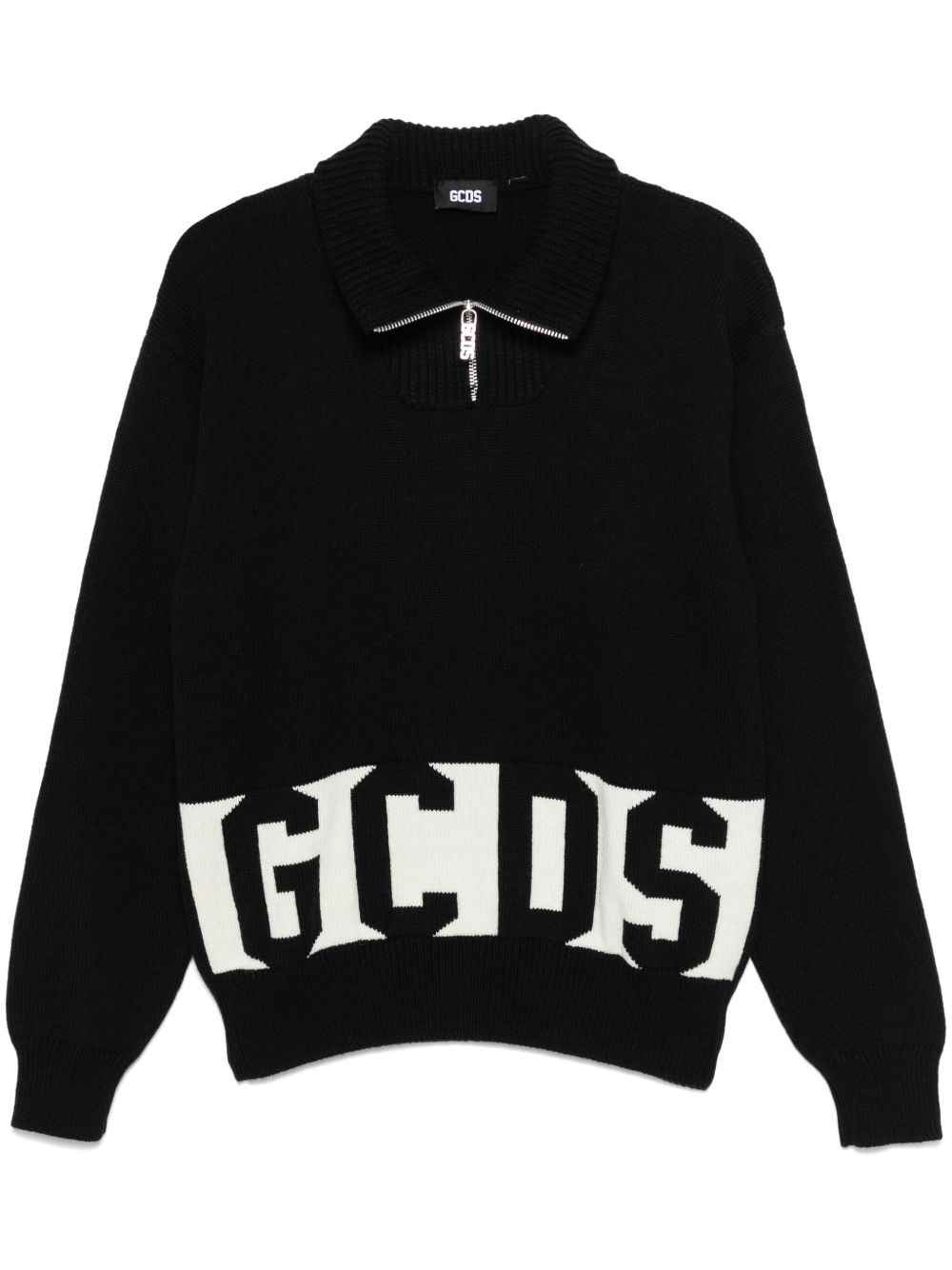 GCDS 底部logo饰带毛衣 - 黑色