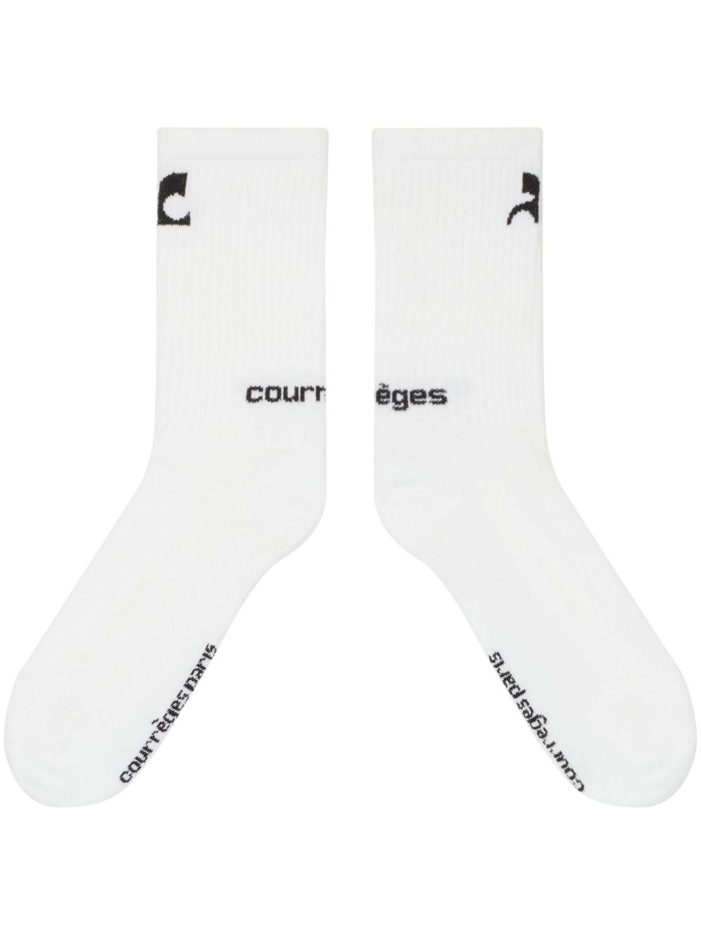 Courrèges logo印花针织袜 - 白色