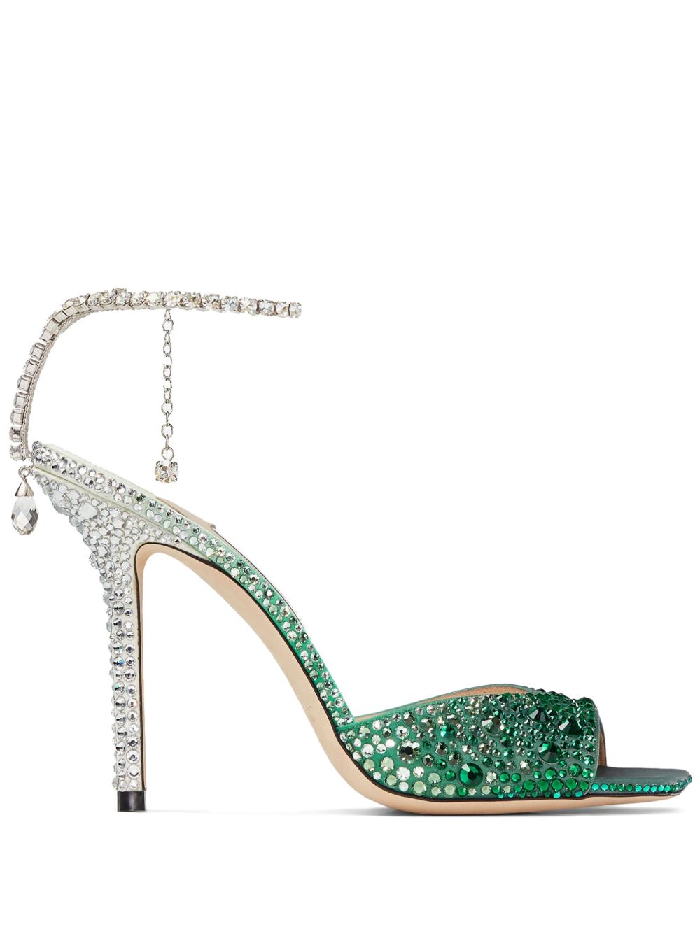 Jimmy Choo Saeda 晶饰袢带高跟凉鞋 - 绿色