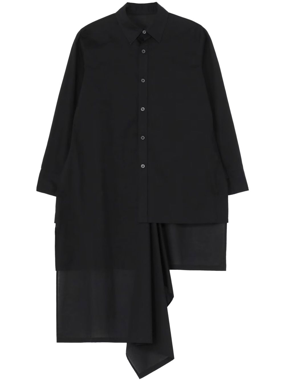 Yohji Yamamoto 分层式设计棉衬衫 - 黑色