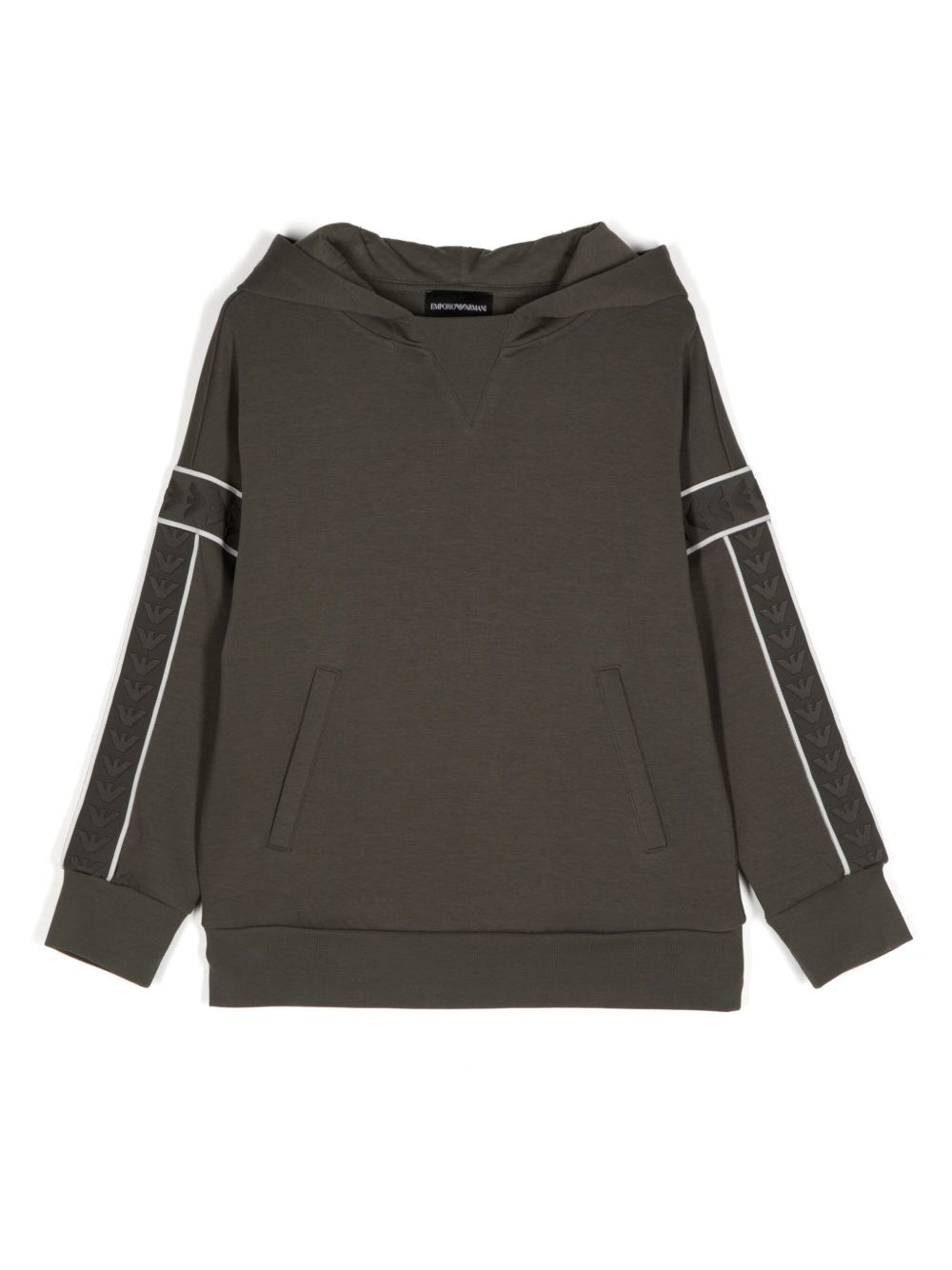 Emporio Armani Kids logo饰带连帽衫 - 绿色