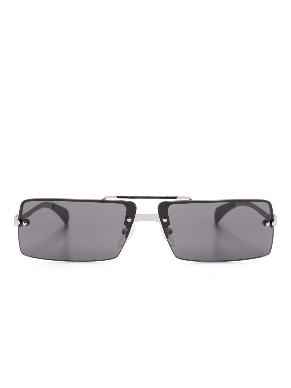 Ferragamo 长方形框太阳眼镜 - 银色