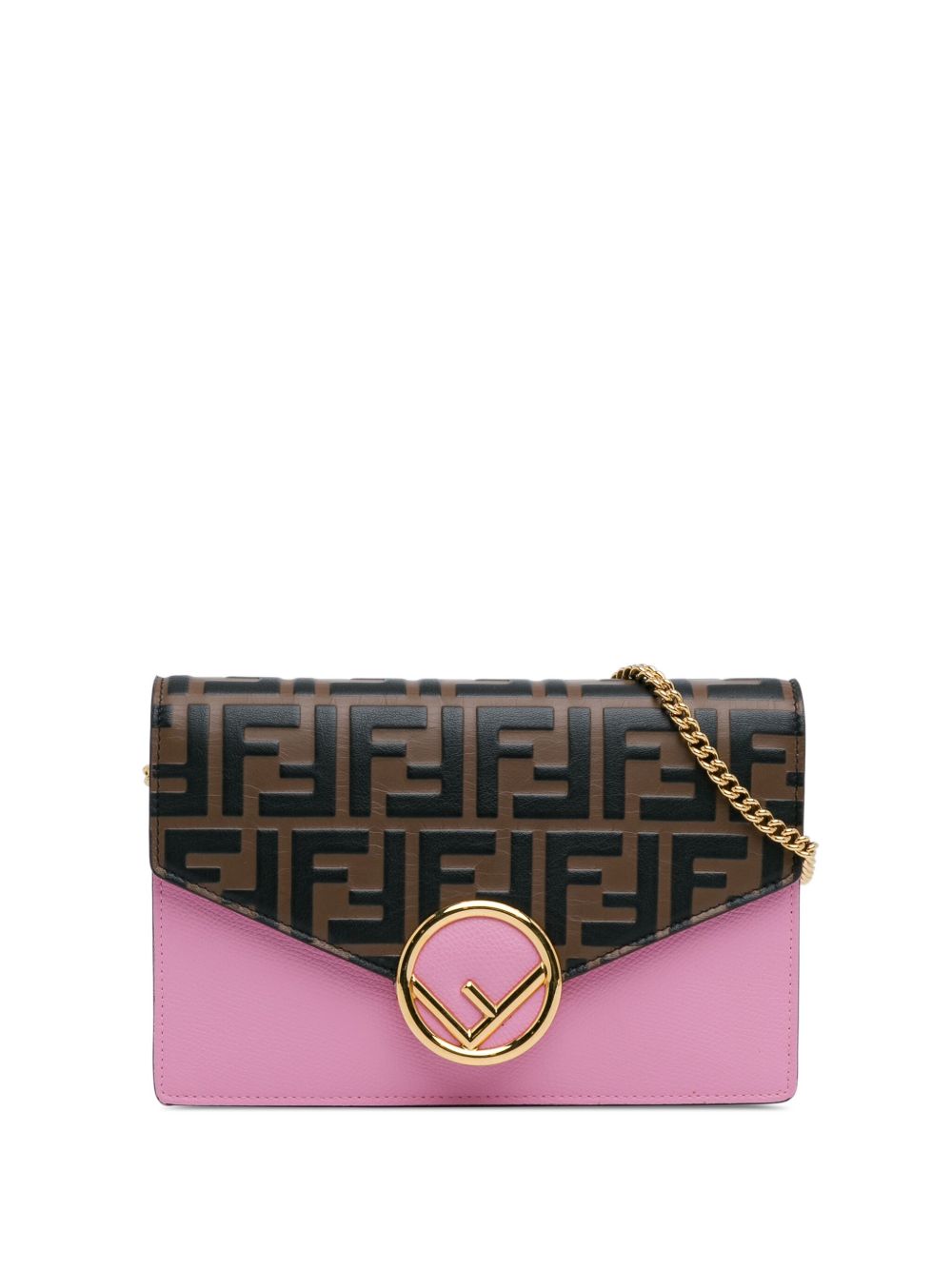 Fendi Pre-Owned F Is Fendi Zucca 搭链斜挎钱包（2010-2024年典藏款） - 粉色