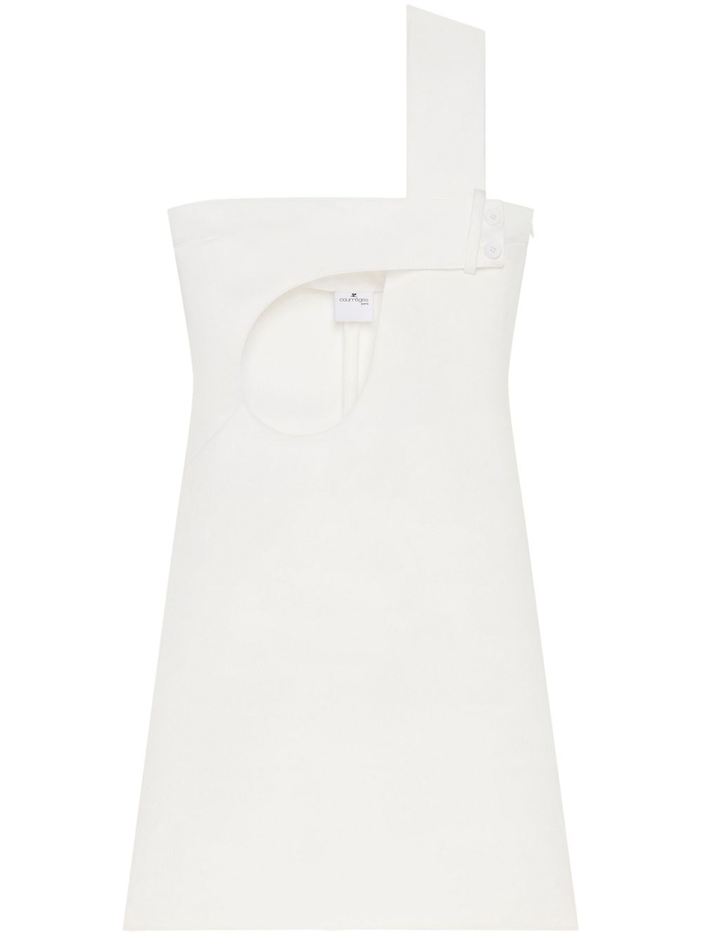Courrèges 镂空缎面连衣裙 - 白色