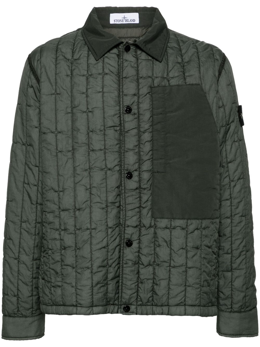 Stone Island 摁扣绗缝衬衫式夹克 - 绿色