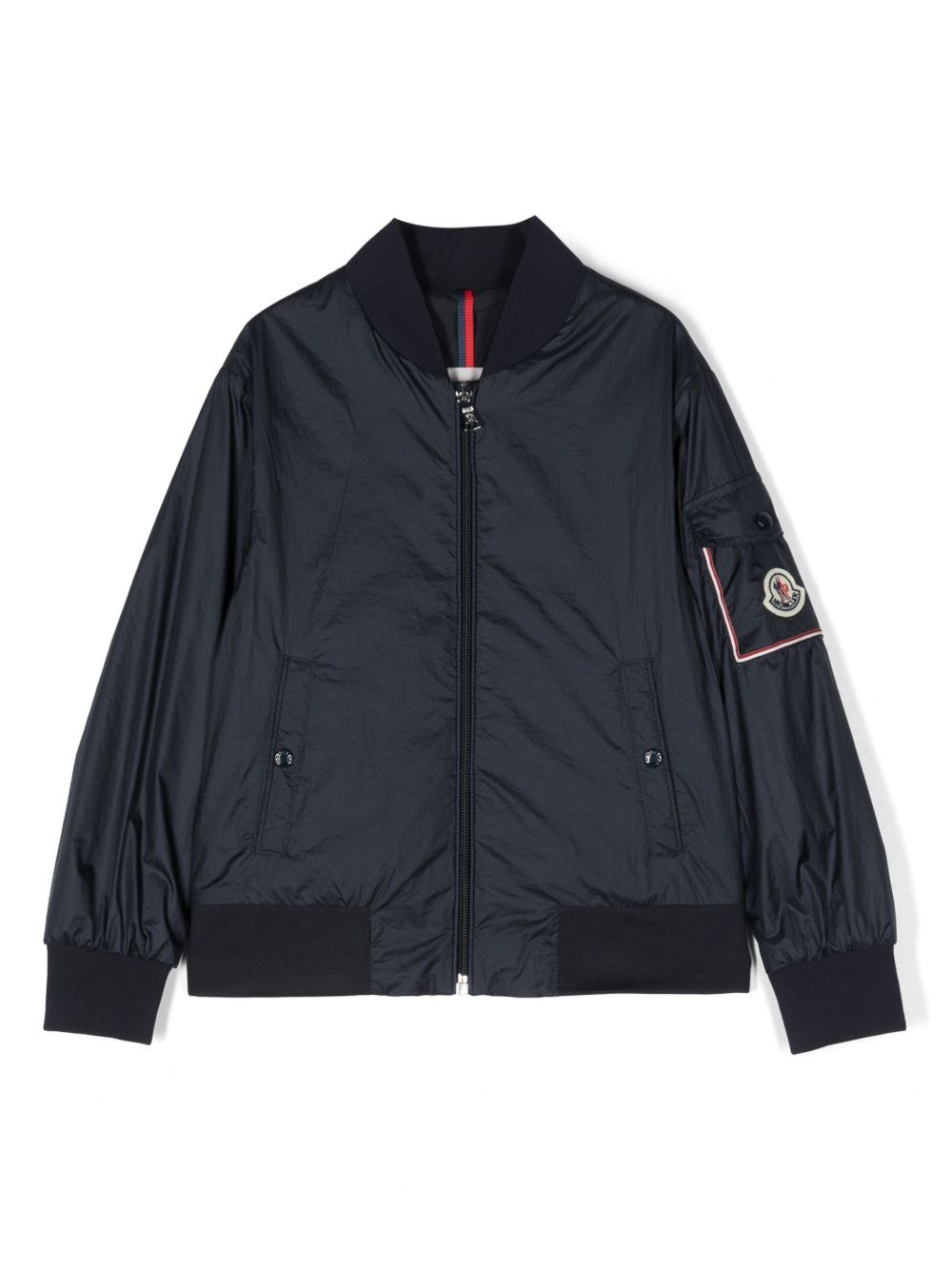 Moncler Enfant 标贴飞行员夹克 - 蓝色