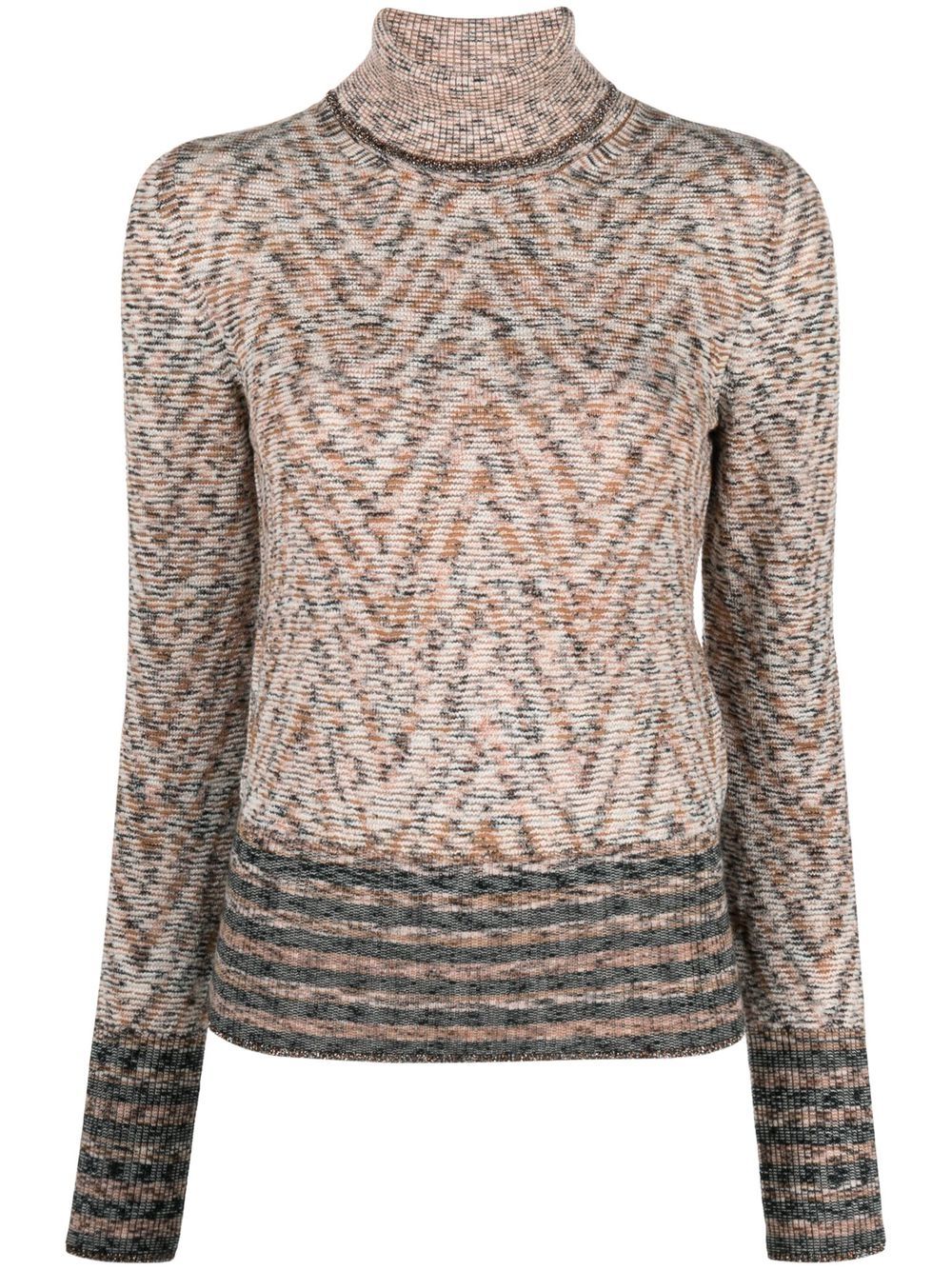 Missoni Z字形图案高领毛衣 - 黑色