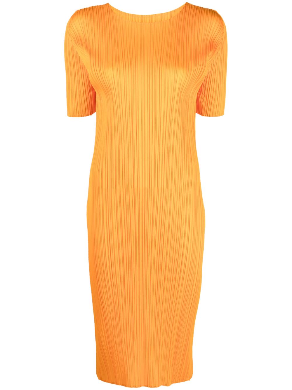 Pleats Please Issey Miyake Monthly Colours May 细褶中长连衣裙 - 橘色