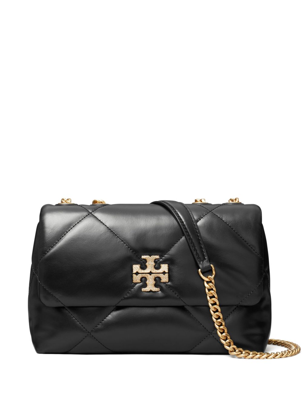 Tory Burch Kira 菱纹绗缝密镶两用小号单肩包 - 黑色