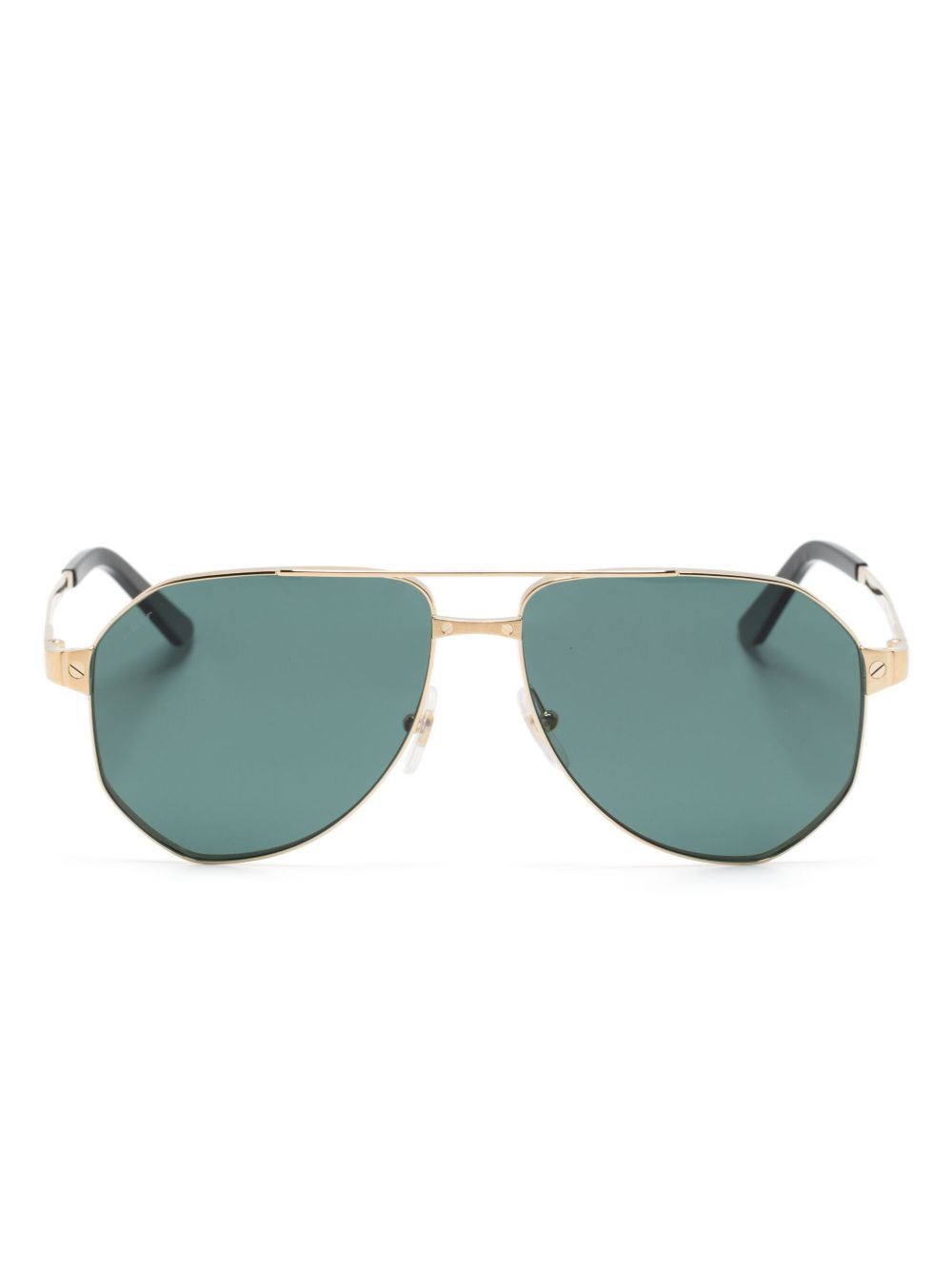 Cartier Eyewear Santos 飞行员太阳眼镜 - 金色