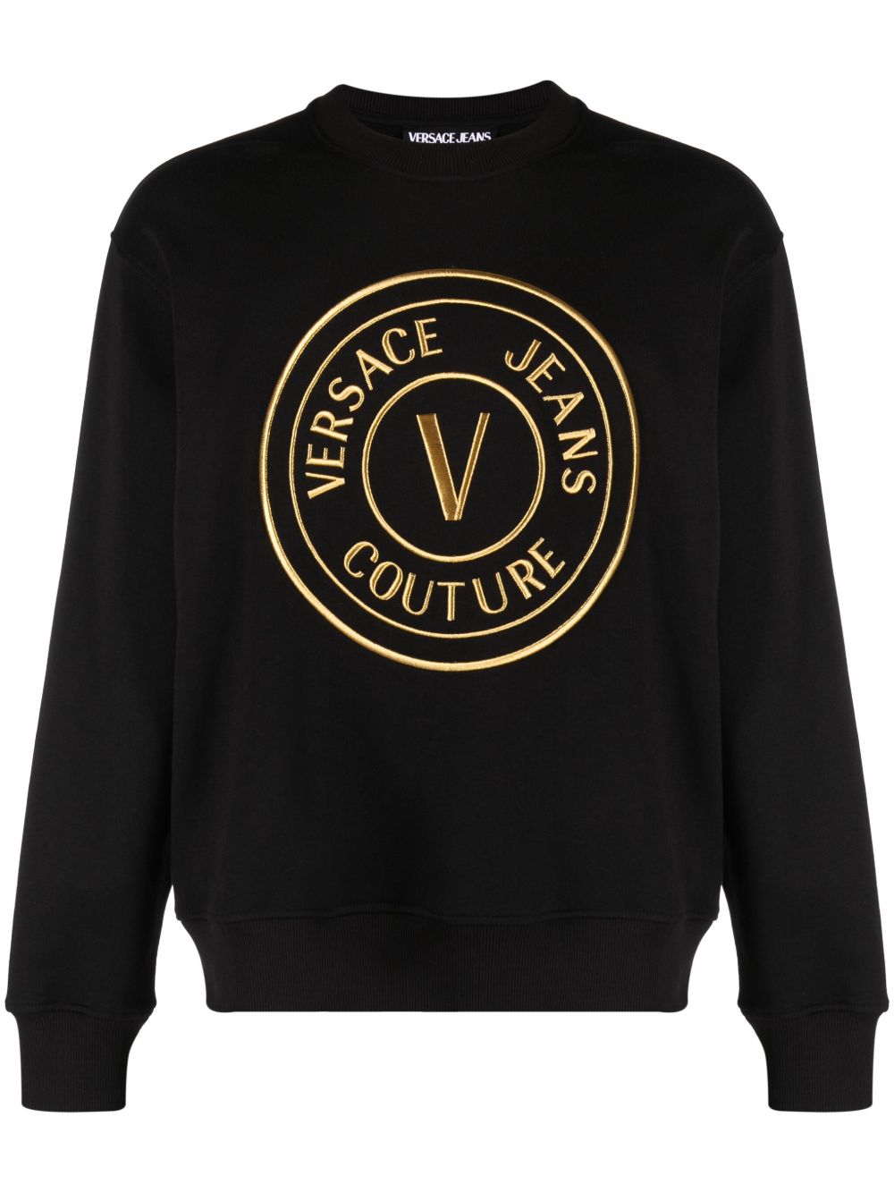 Versace Jeans Couture V-emblem 刺绣卫衣 - 黑色