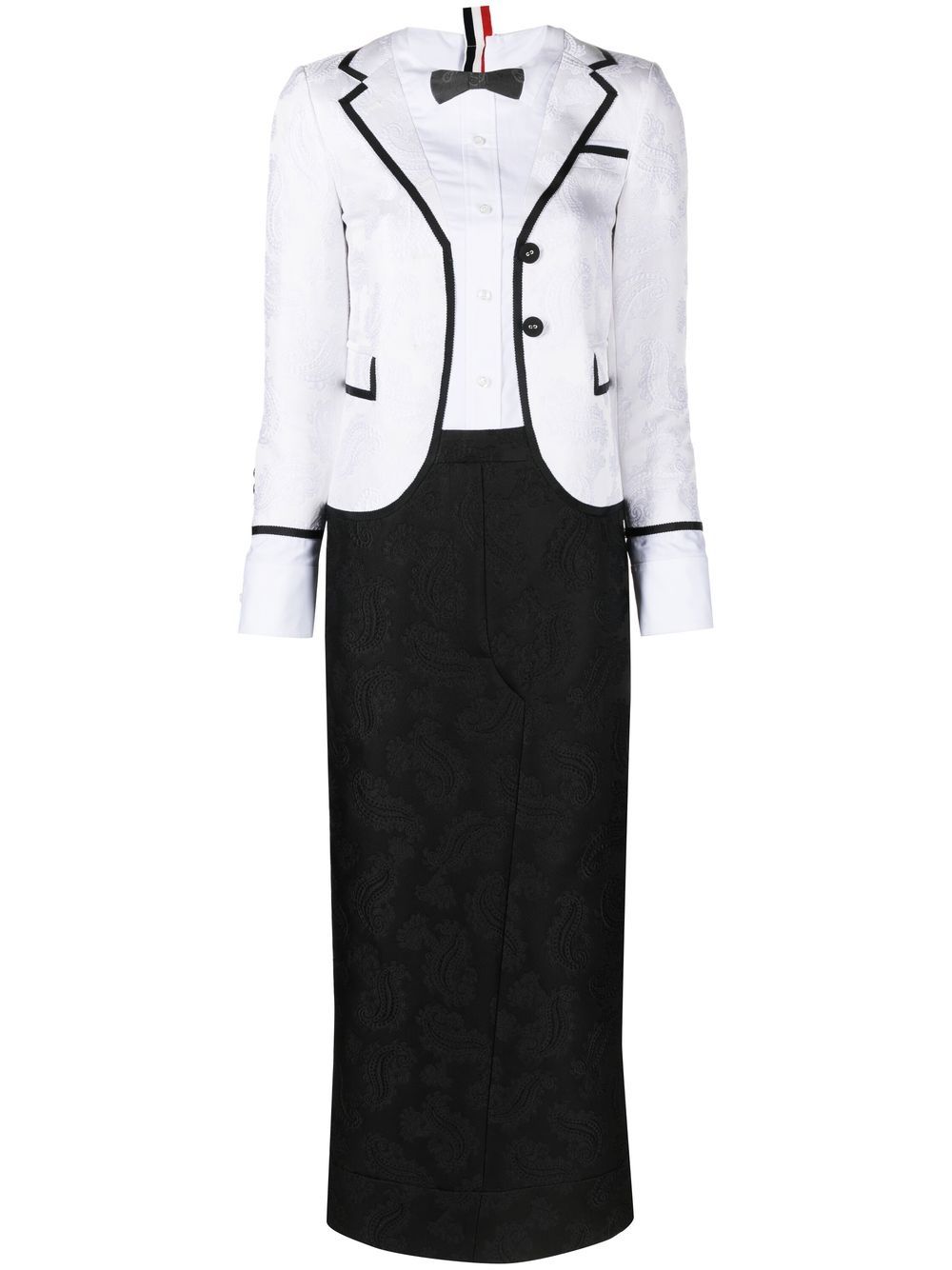 Thom Browne 错觉画印花塔士多连衣裙 - 白色