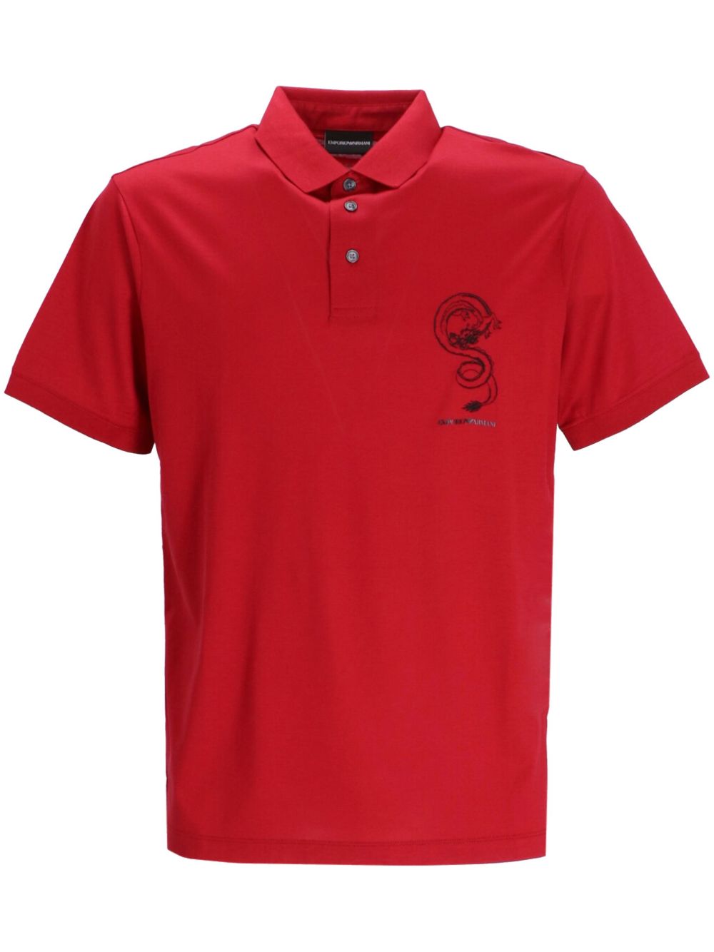 Emporio Armani 飞龙刺绣polo衫 - 红色