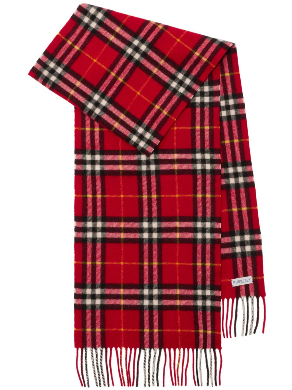 Burberry 双色格纹羊绒围巾 - 红色