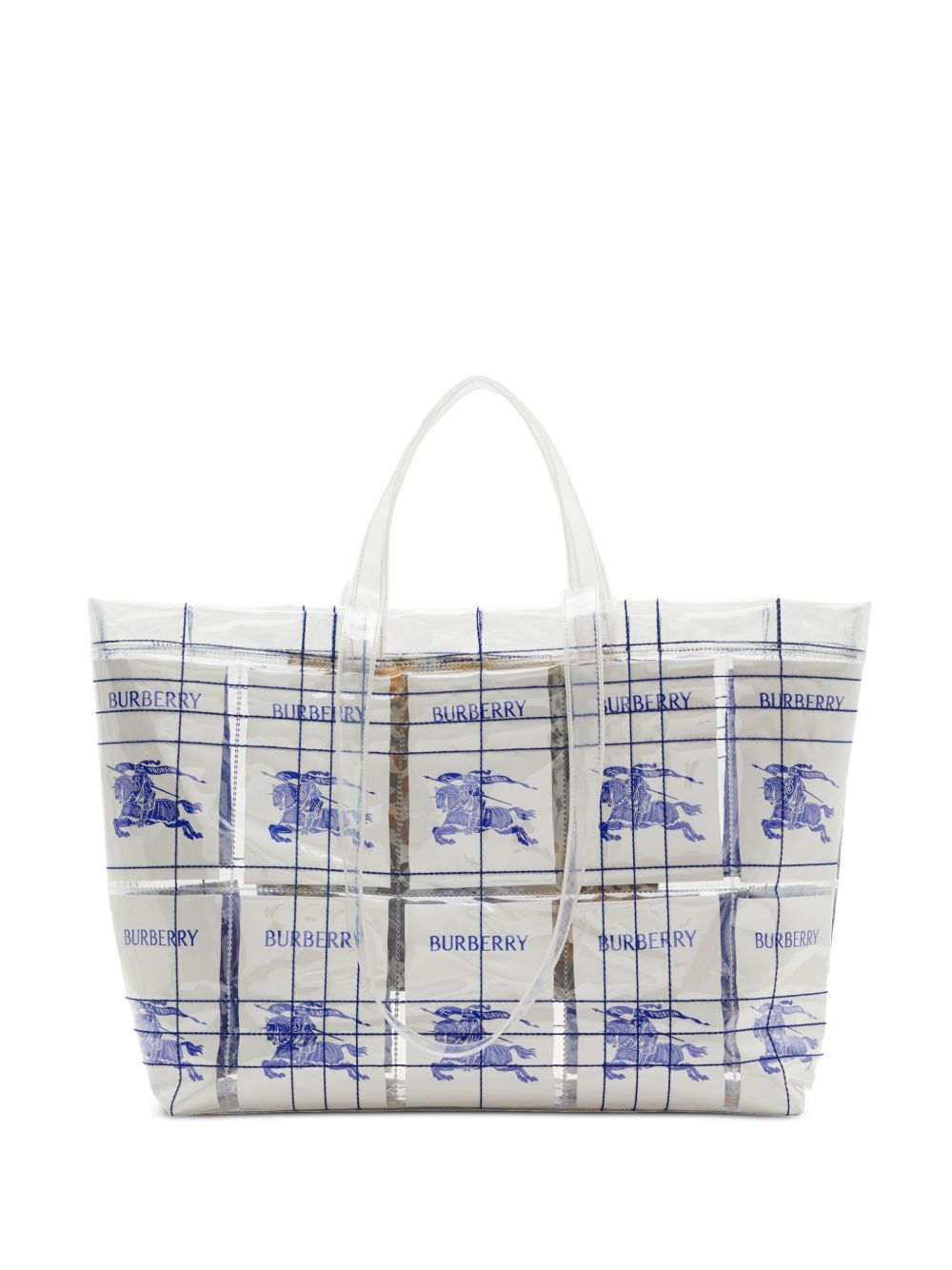 Burberry EKD logo吊牌透明手提包 - 白色