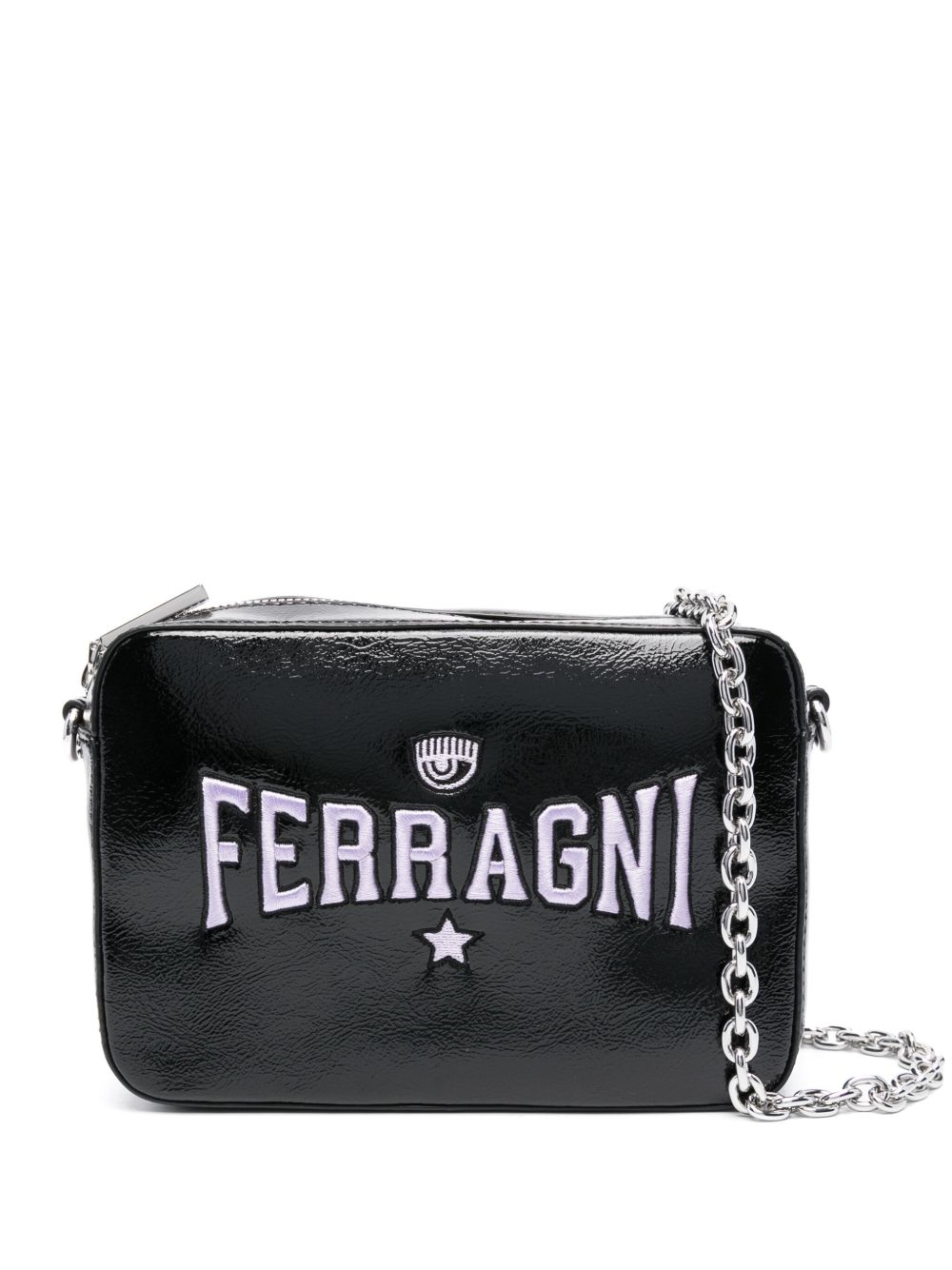 Chiara Ferragni Eyelike logo压纹斜挎包 - 黑色
