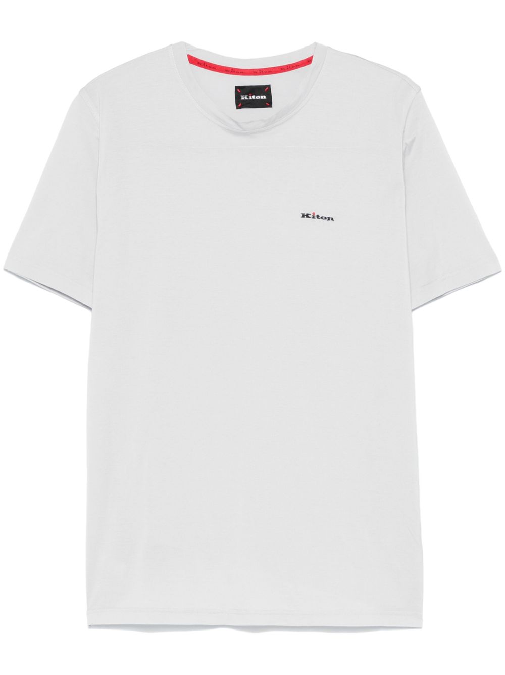 Kiton logo刺绣T恤 - 灰色
