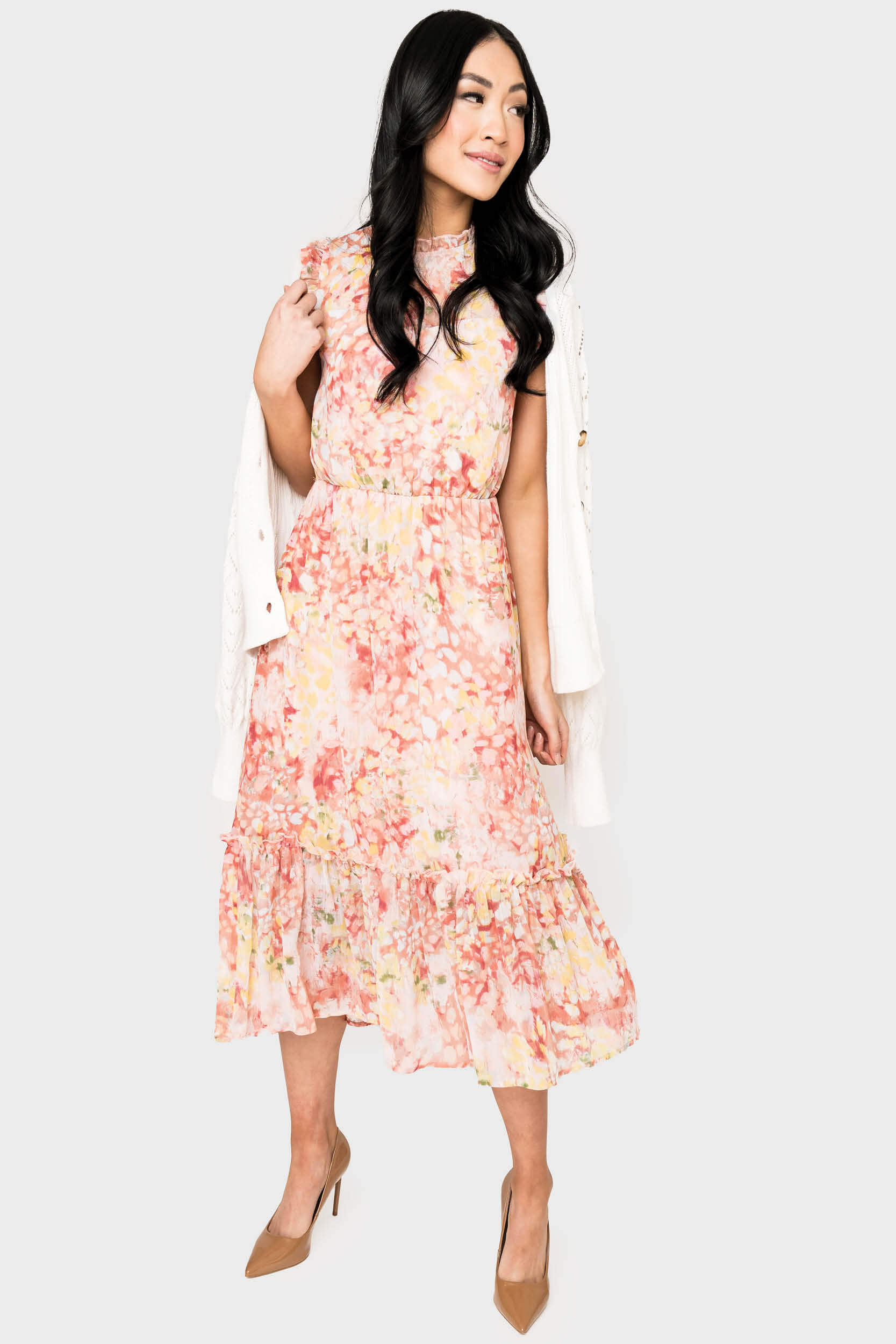 Hear Me Roar Midi Dress - Impressionist Dahlia S