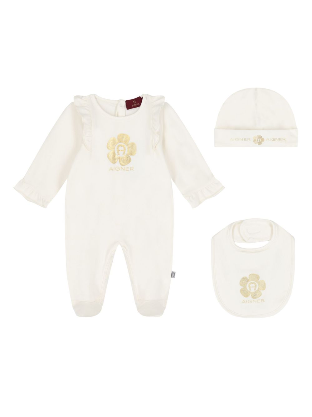 Aigner Kids logo刺绣连体衣套装 - 白色