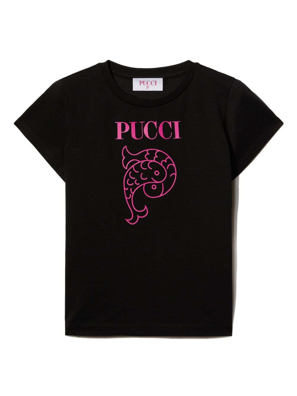 PUCCI Junior logo印花棉T恤 - 黑色